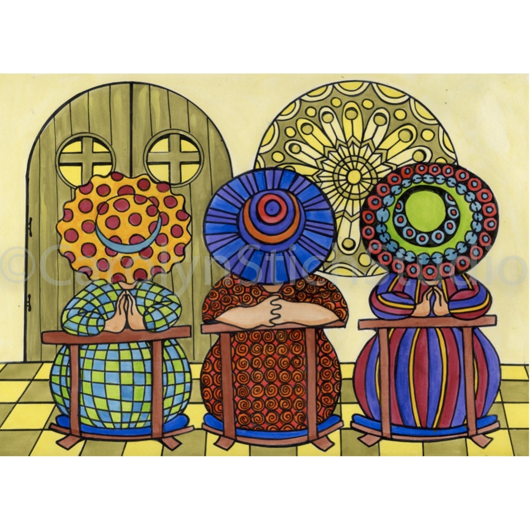 The Girls Praying for you, rug hooking pattern