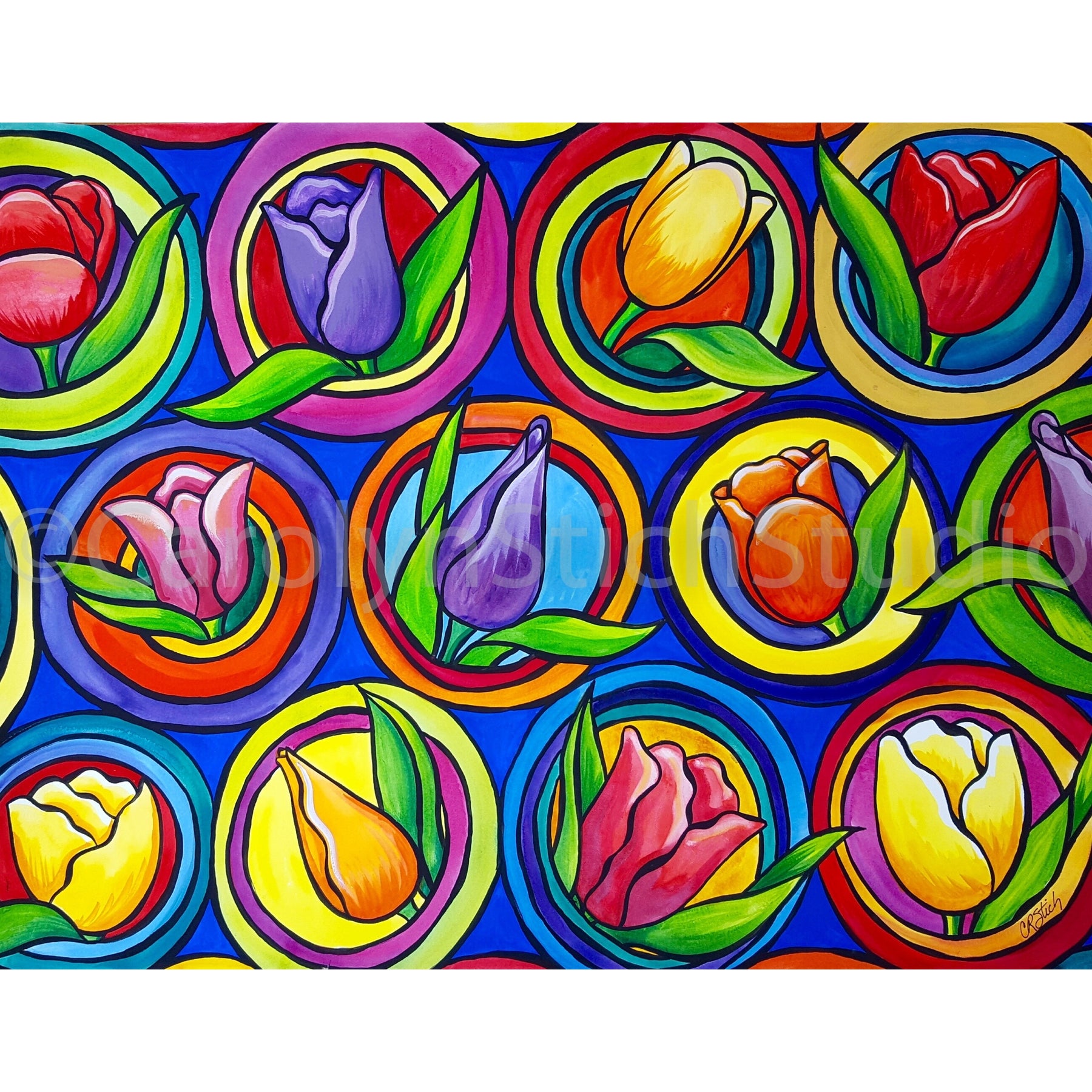 Tulip Bliss, rug hooking pattern