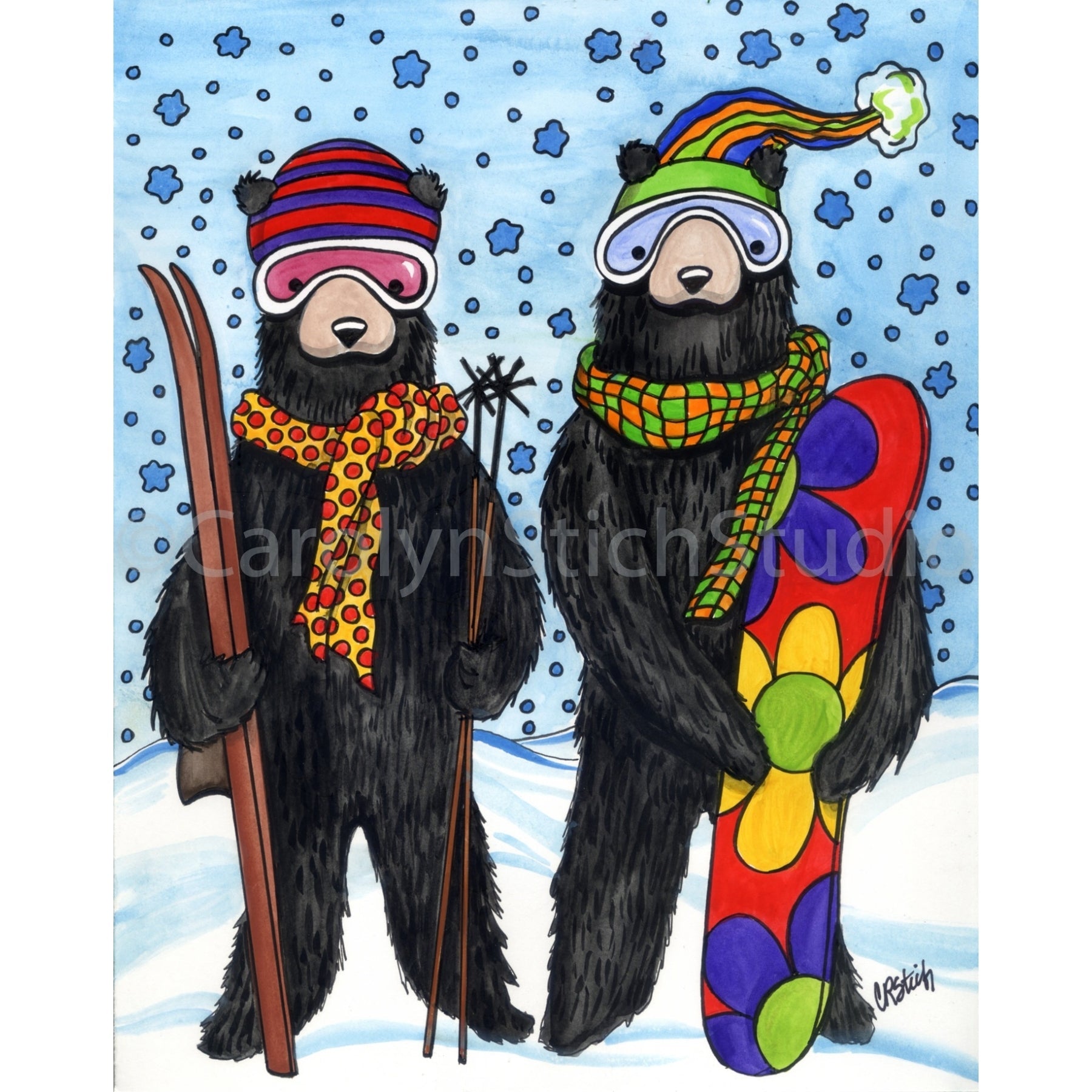Winter Bears, rug hooking pattern