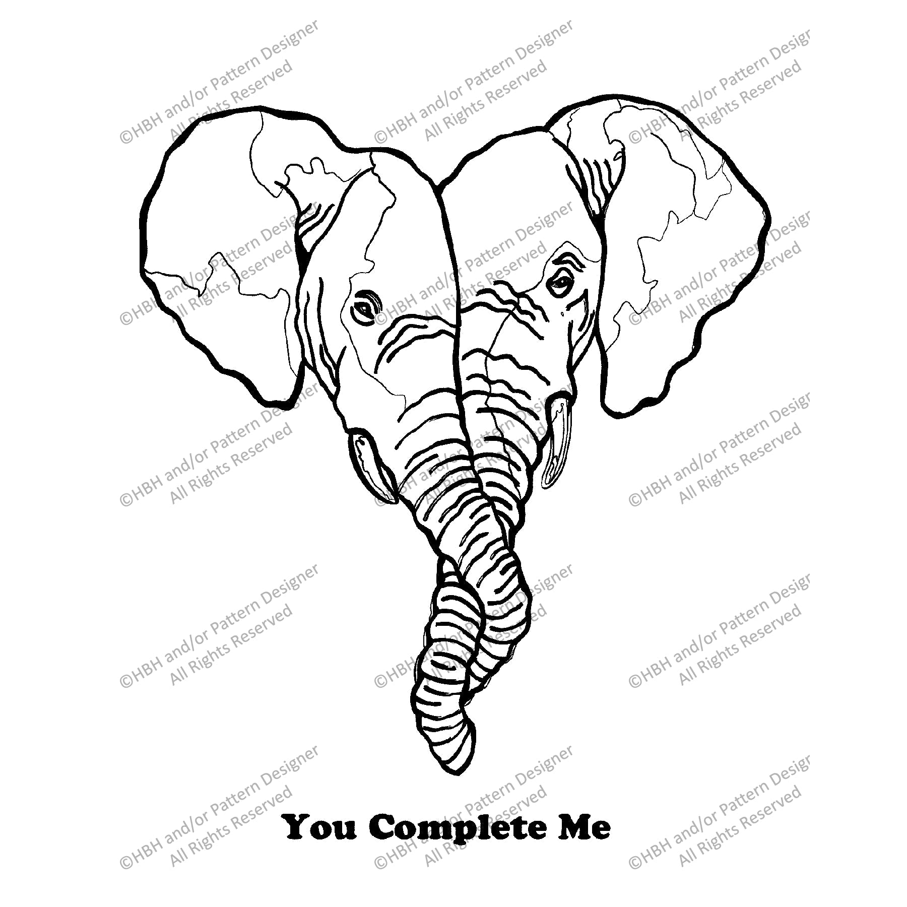 You Complete Me, rug hooking pattern