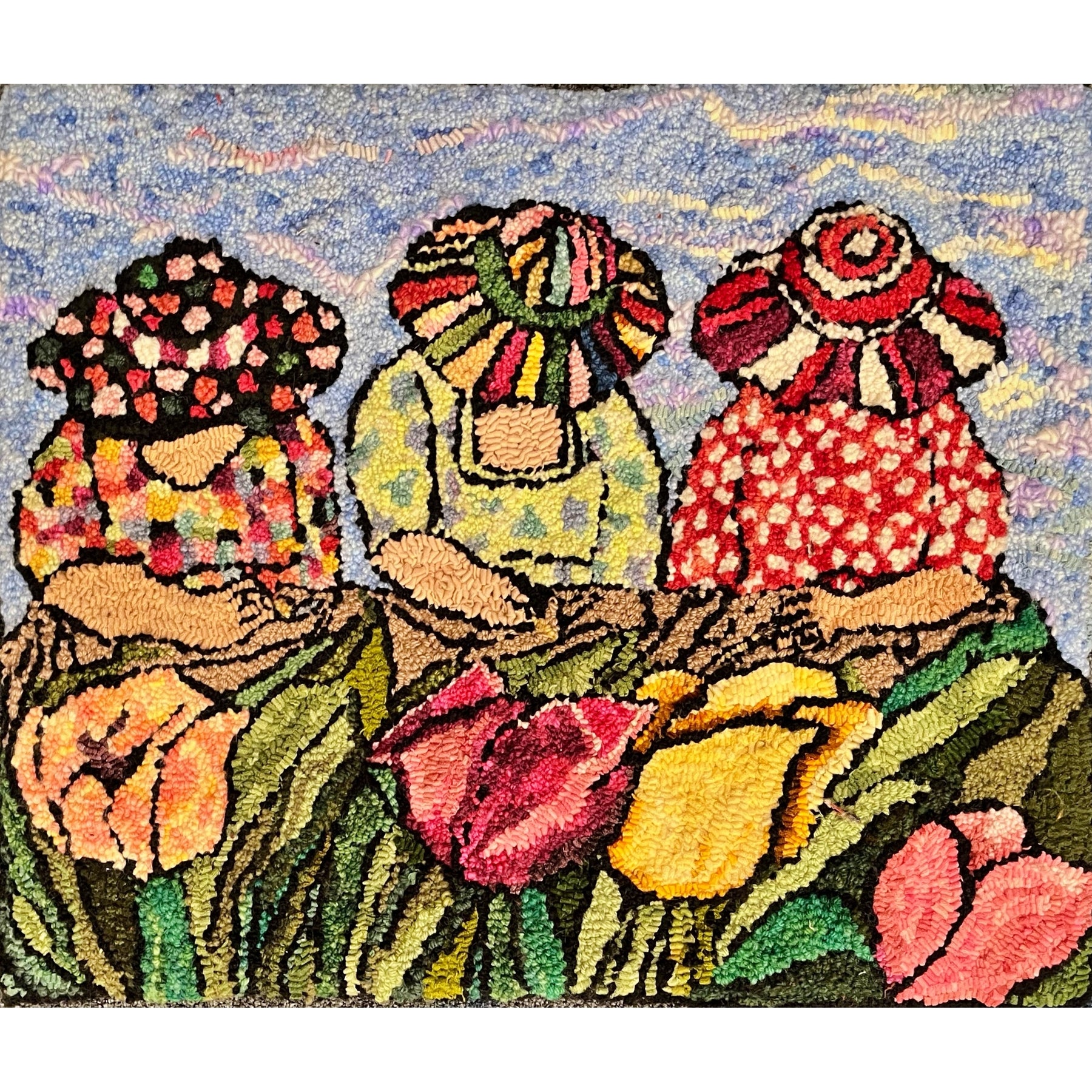 Happy Hookers, rug hooked by Sherrie Petersen