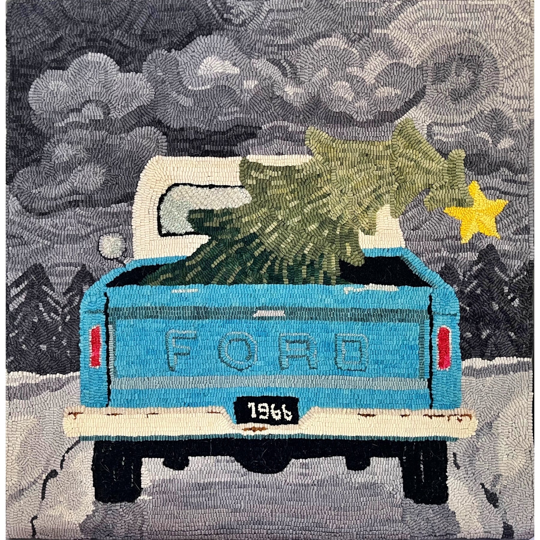 Red Christmas Truck, rug hooked by Judy Dorsey