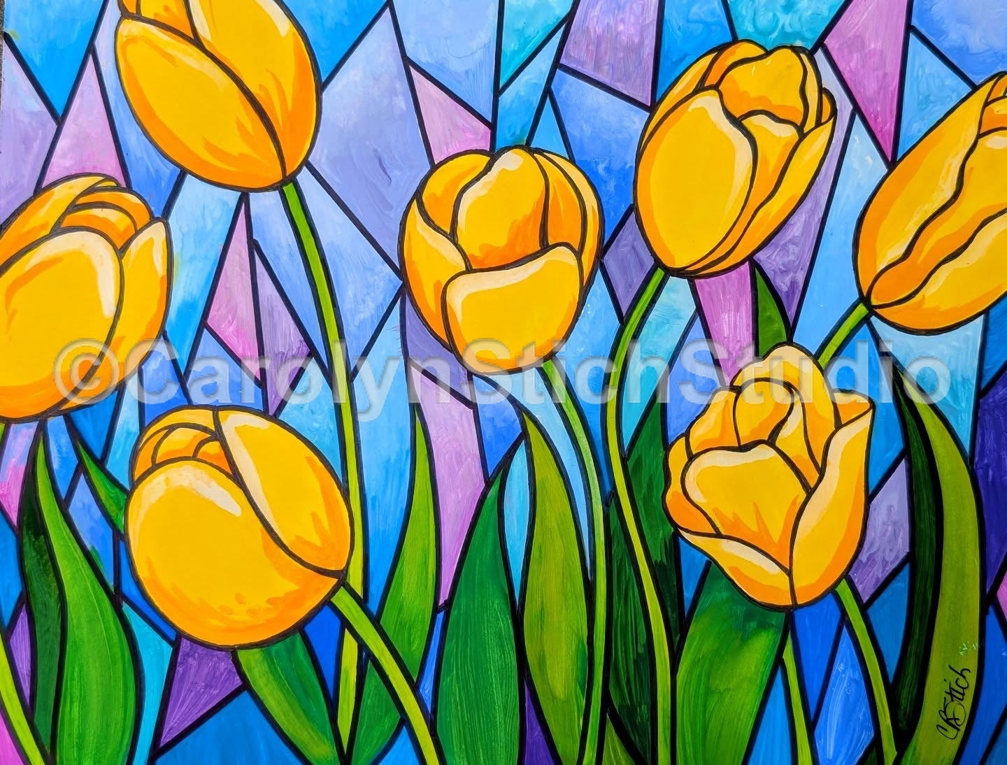 Tulip Prism, rug hooking pattern