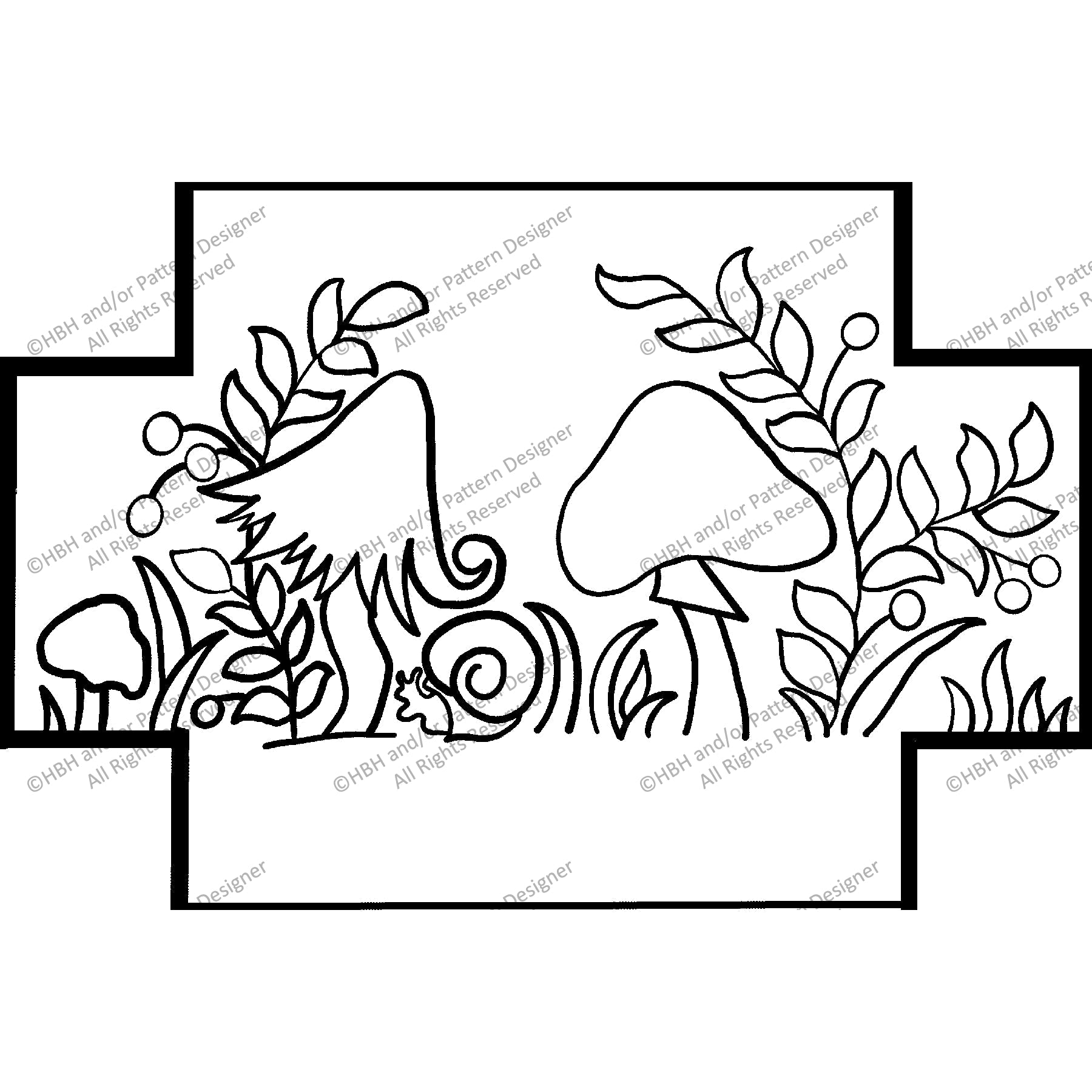 Mushrooms, rug hooking pattern