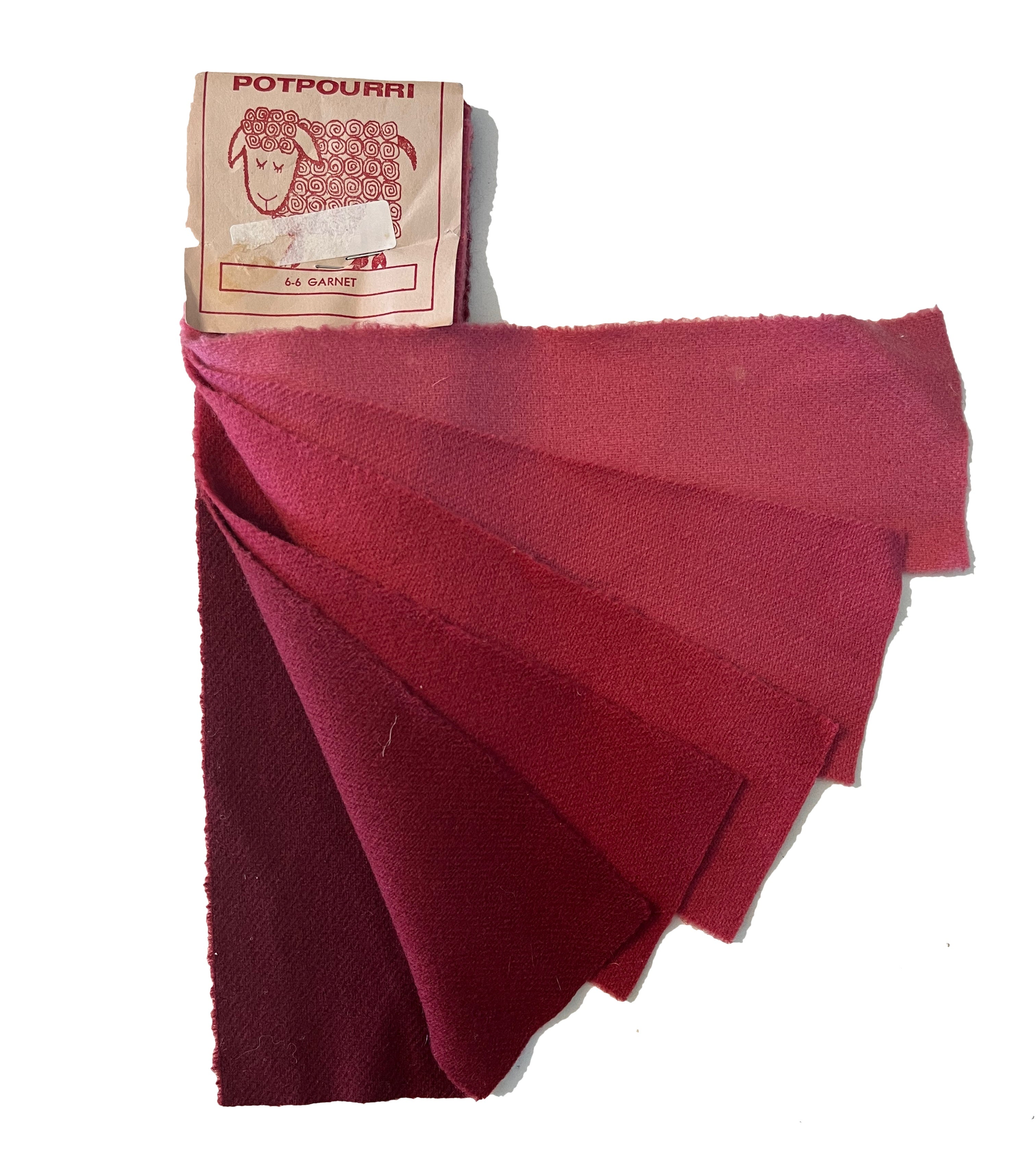 Garnet 6-value Vintage Dorr Mill Swatch for Rug Hooking (6-6)