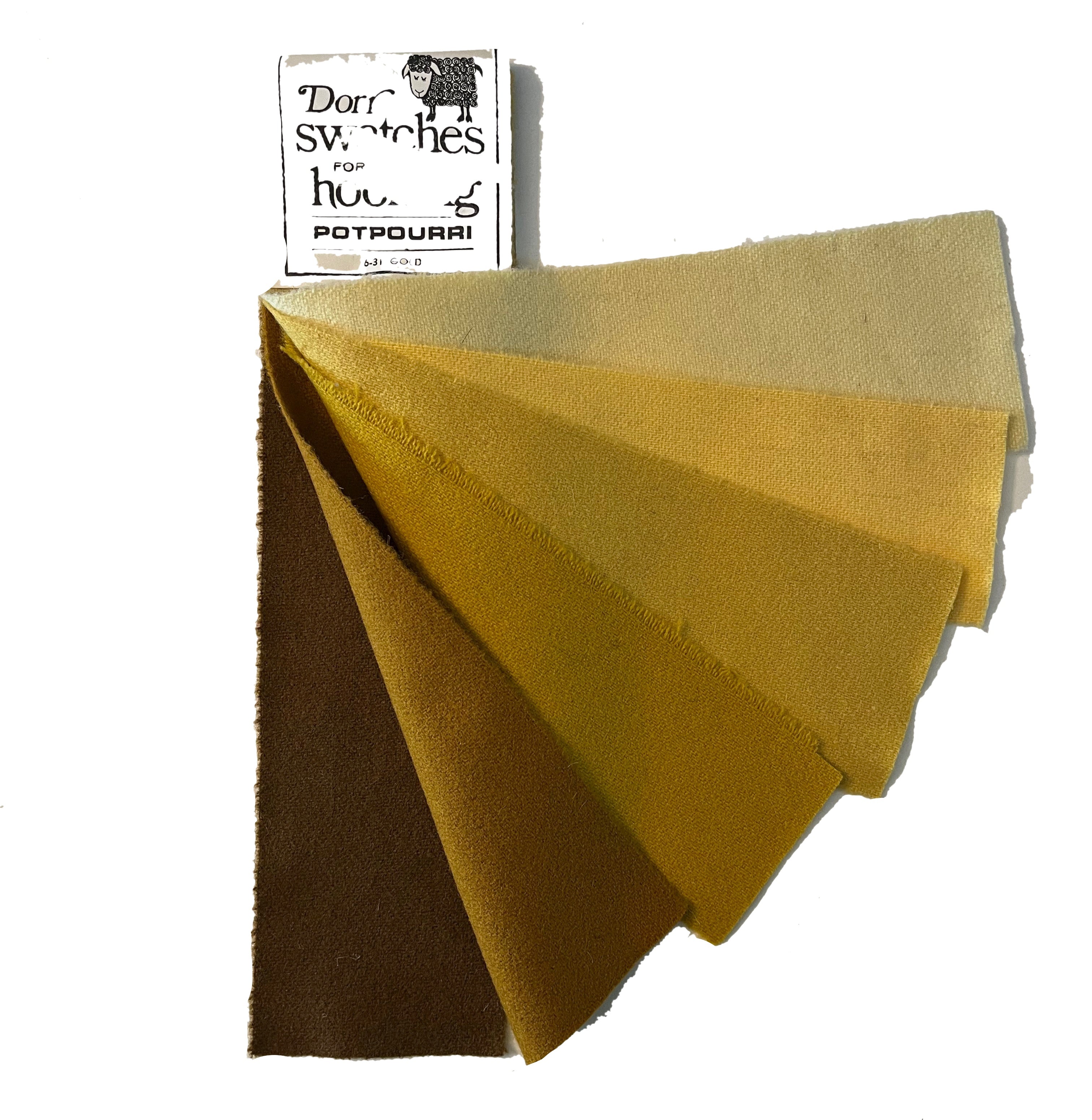Gold 6-value Vintage Dorr Mill Swatch for Rug Hooking (6-31)