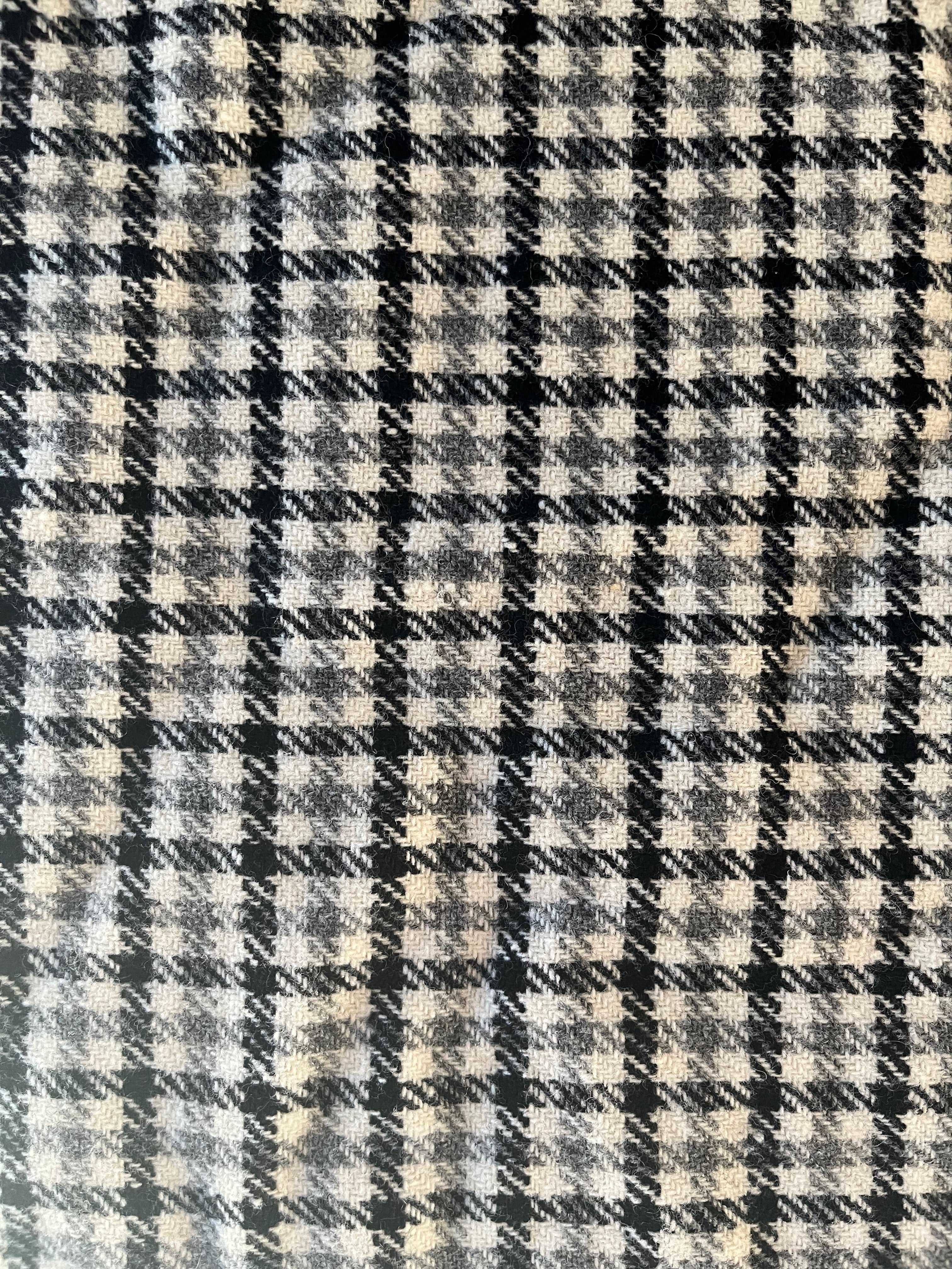Gray Black and Natural Plaid - Rug Hooking Wool