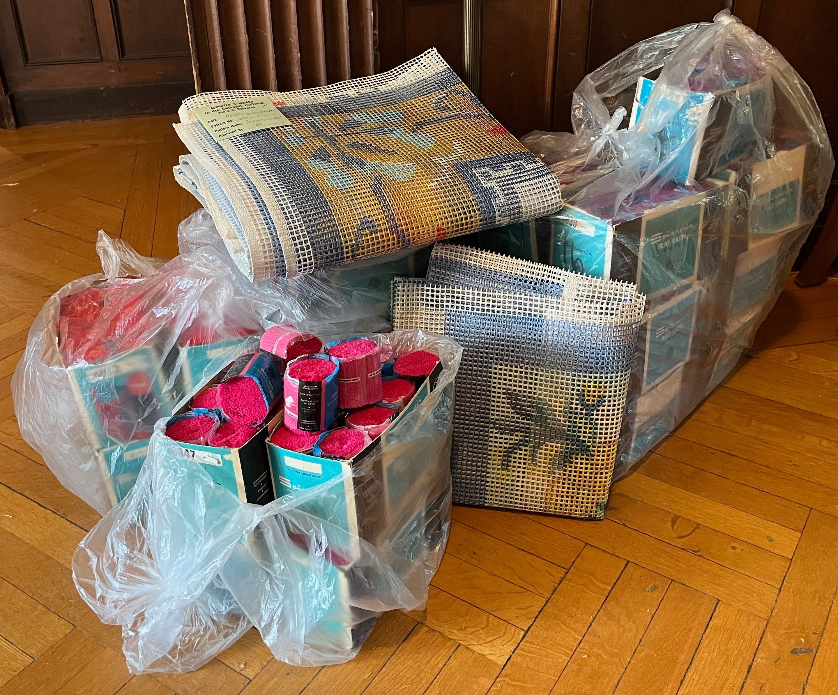 Latch Hooking Stash - Two Patterns & Yarn