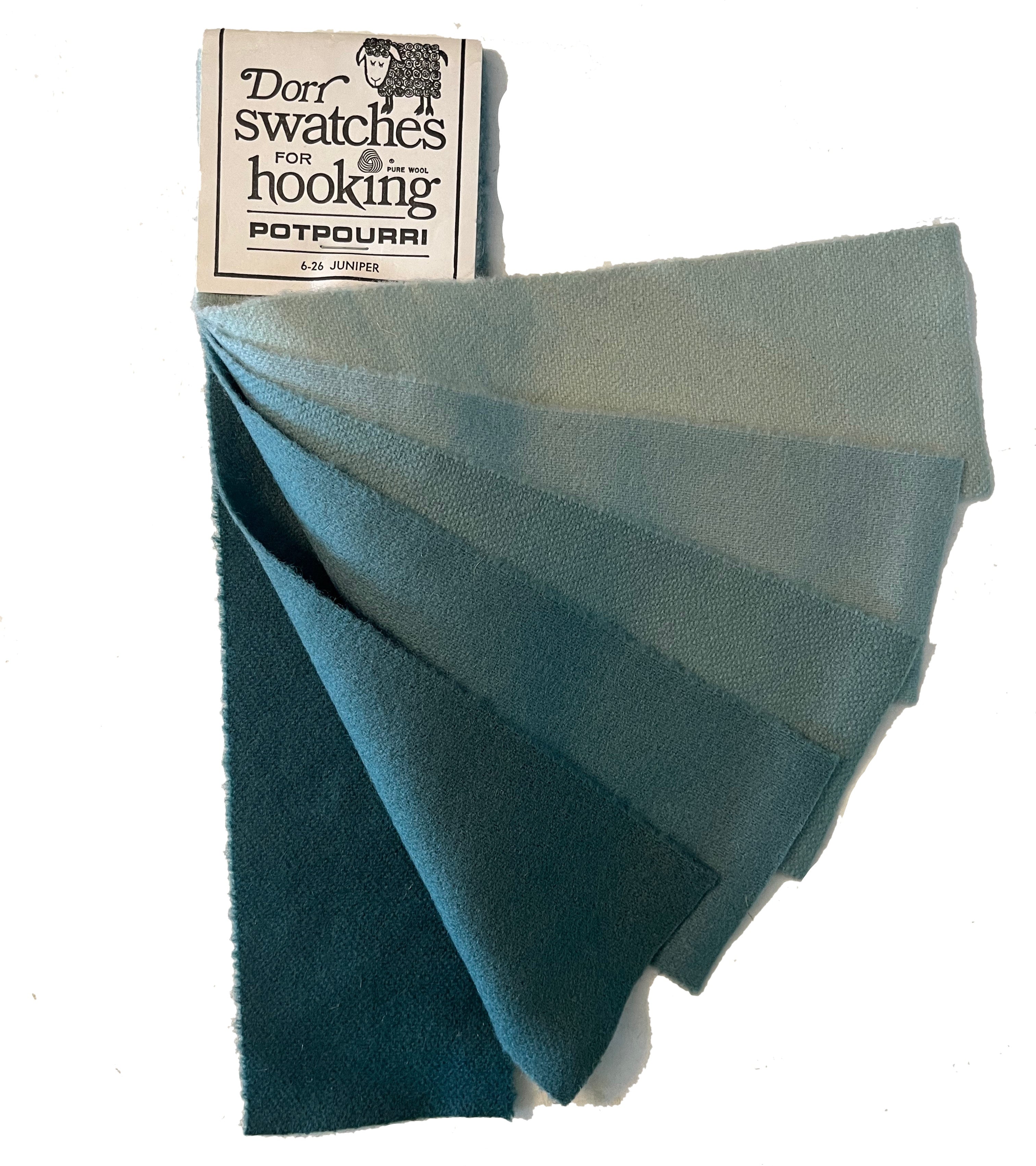 Juniper 6-value Vintage Dorr Mill Swatch for Rug Hooking (6-26)