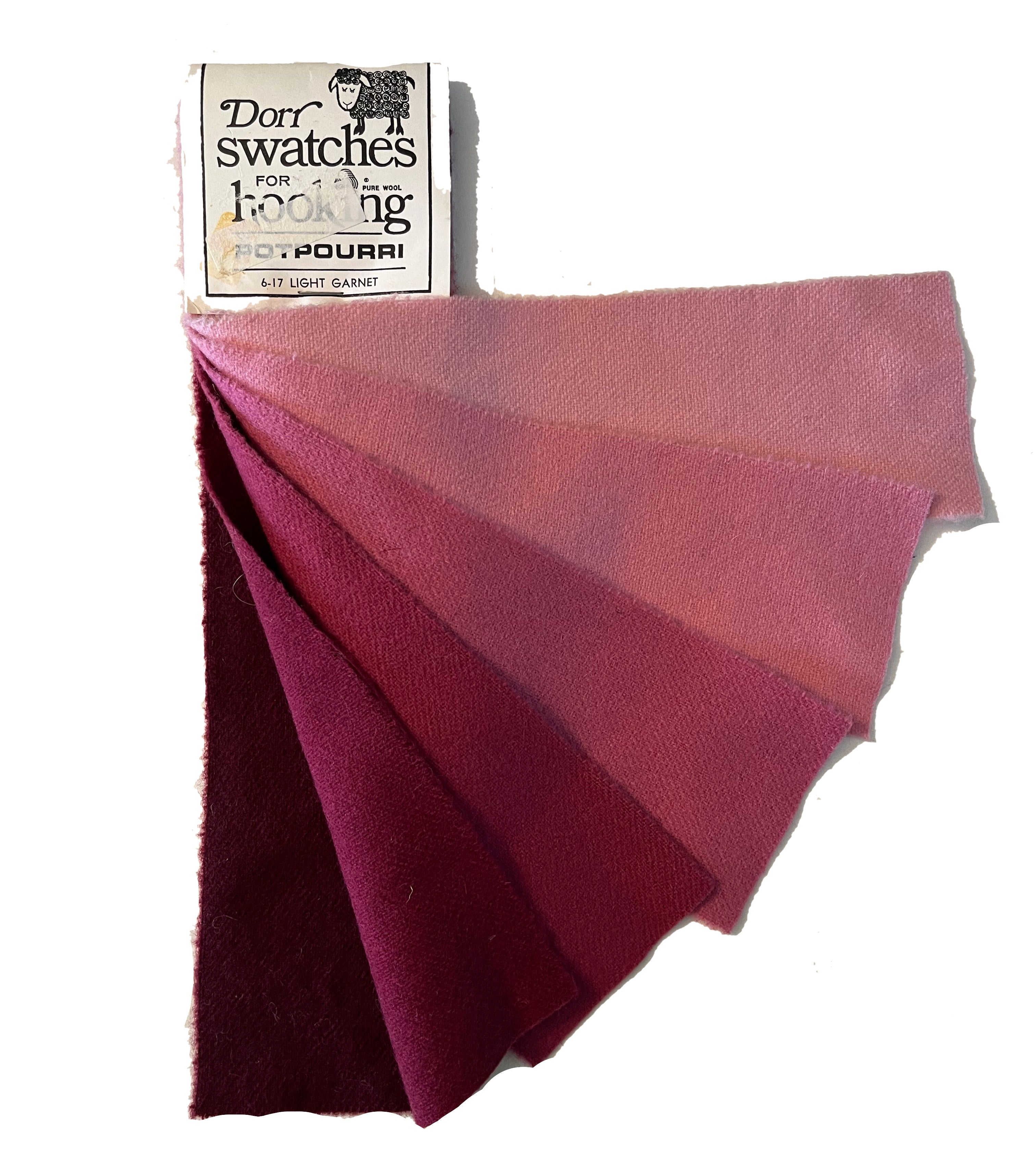 Light Garnet 6-value Vintage Dorr Mill Swatch for Rug Hooking (6-17)