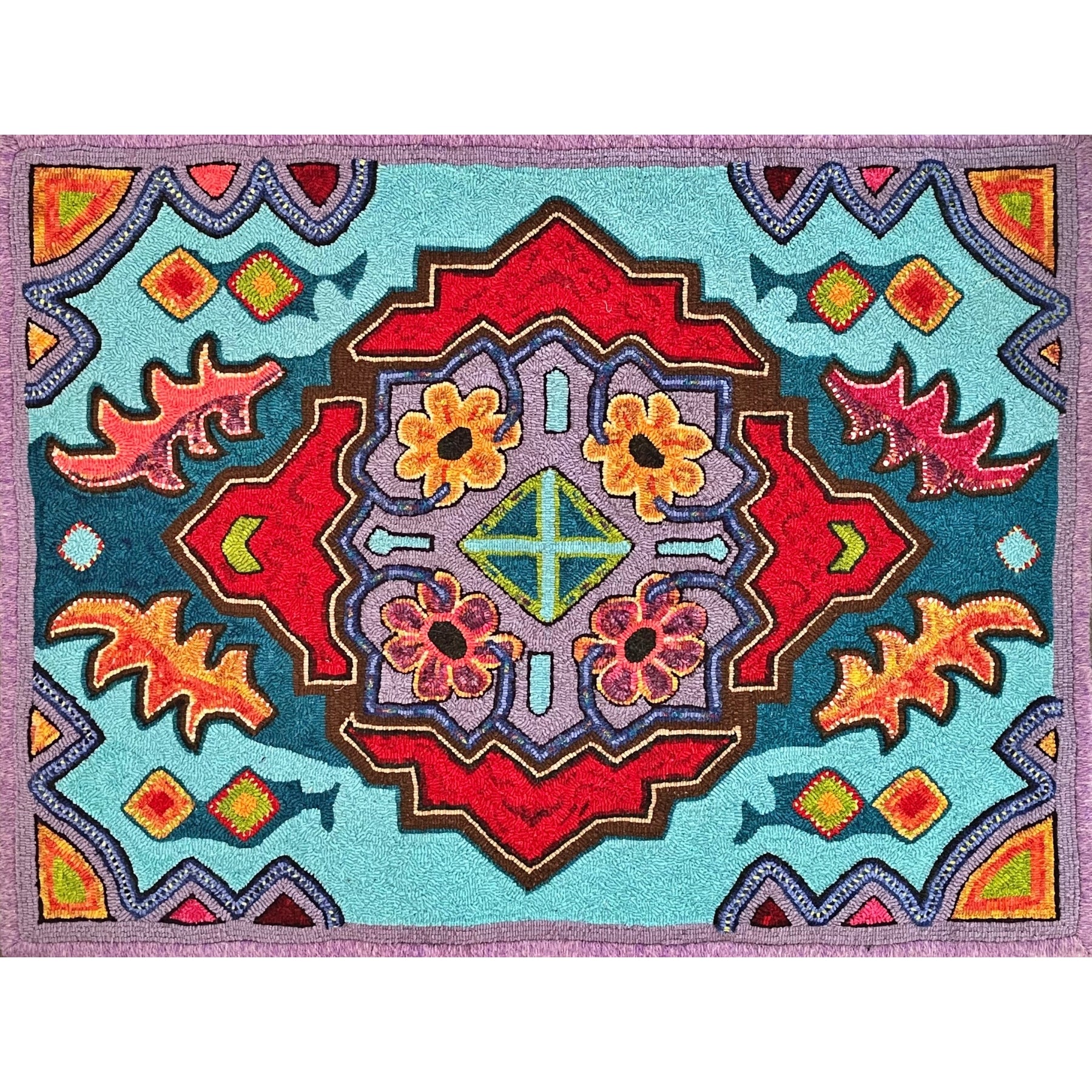 Multicolores Pattern #3, rug hooked by Marie Berry