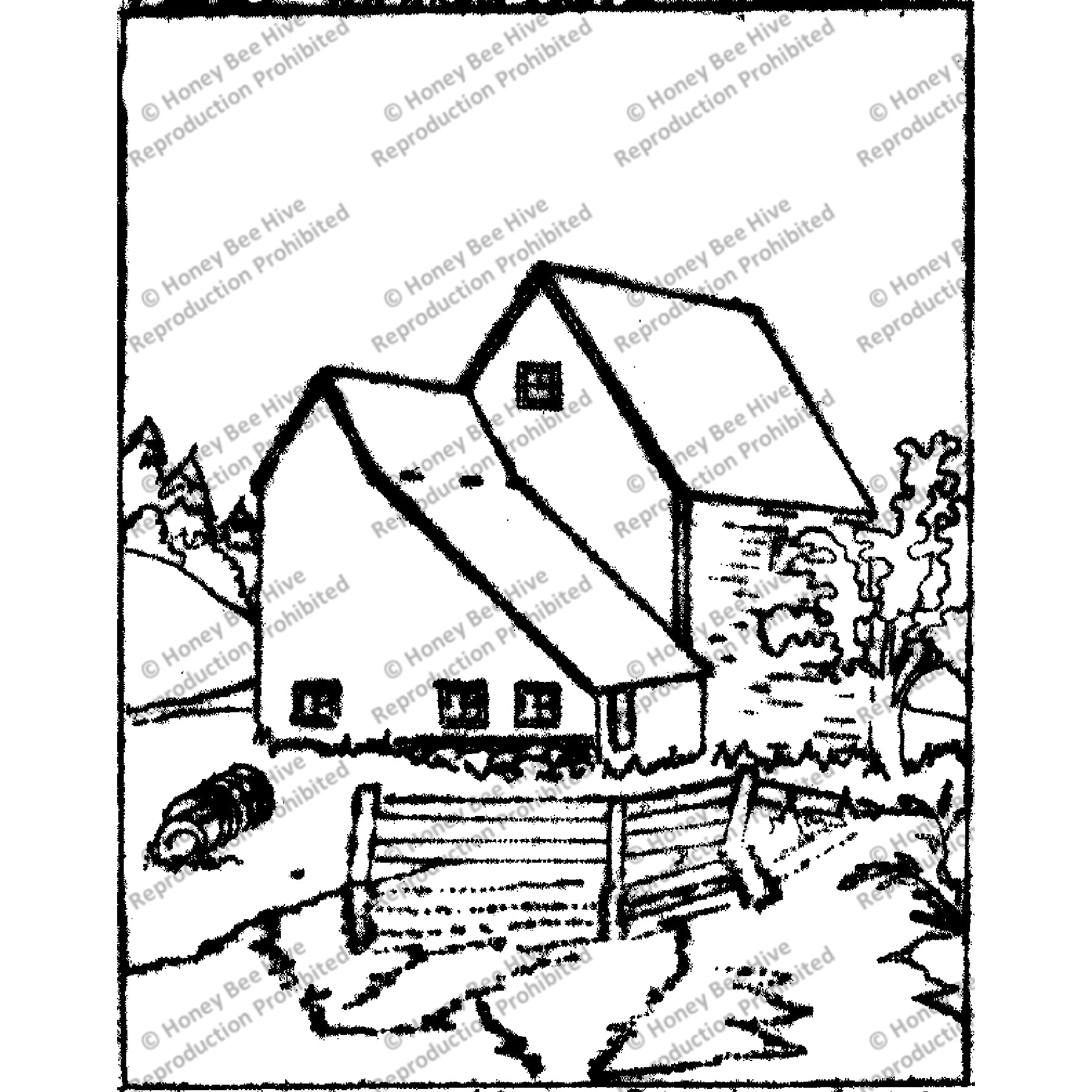 Vermont Barn, rug hooking pattern