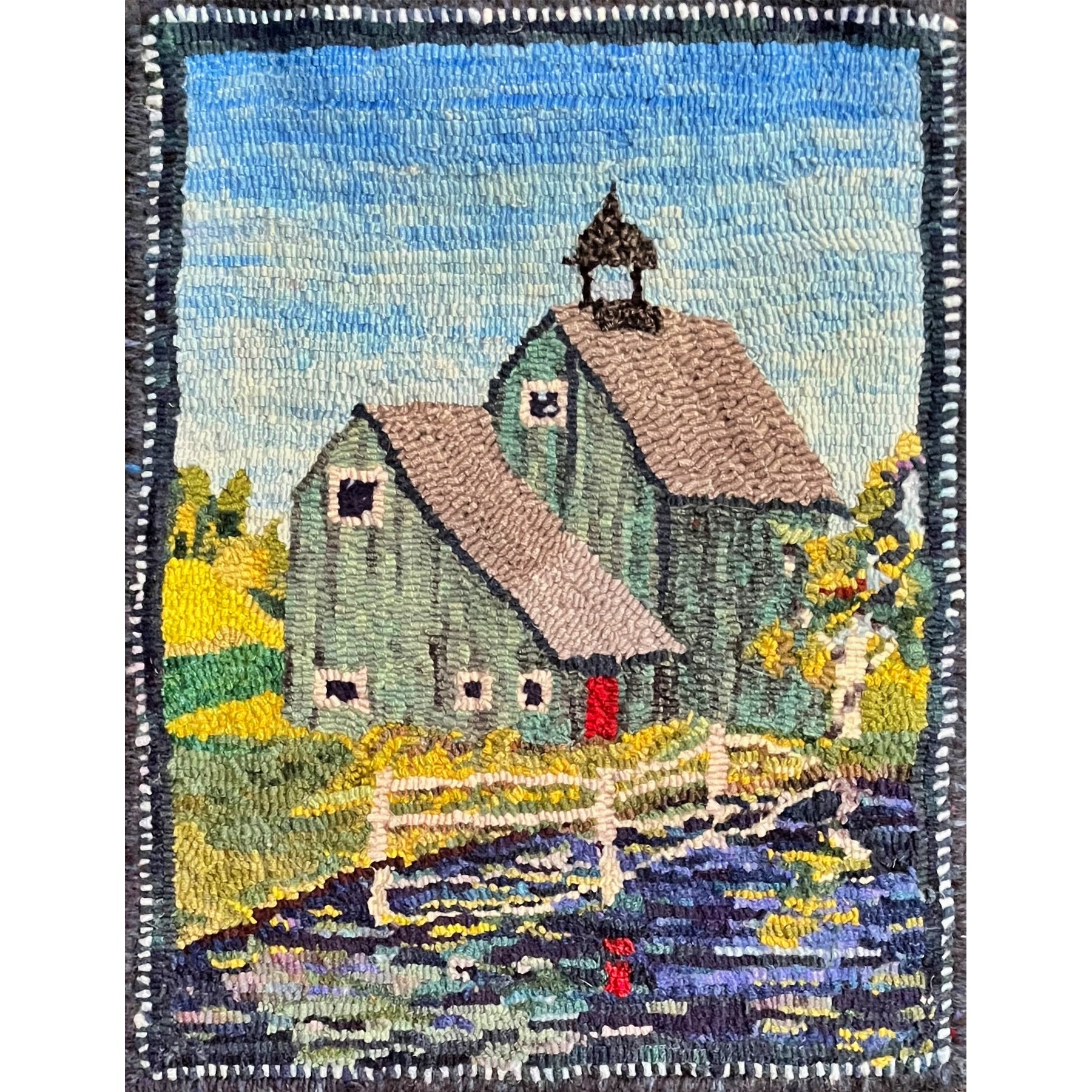 Vermont Barn, rug hooked by Jane Bridgeman V1