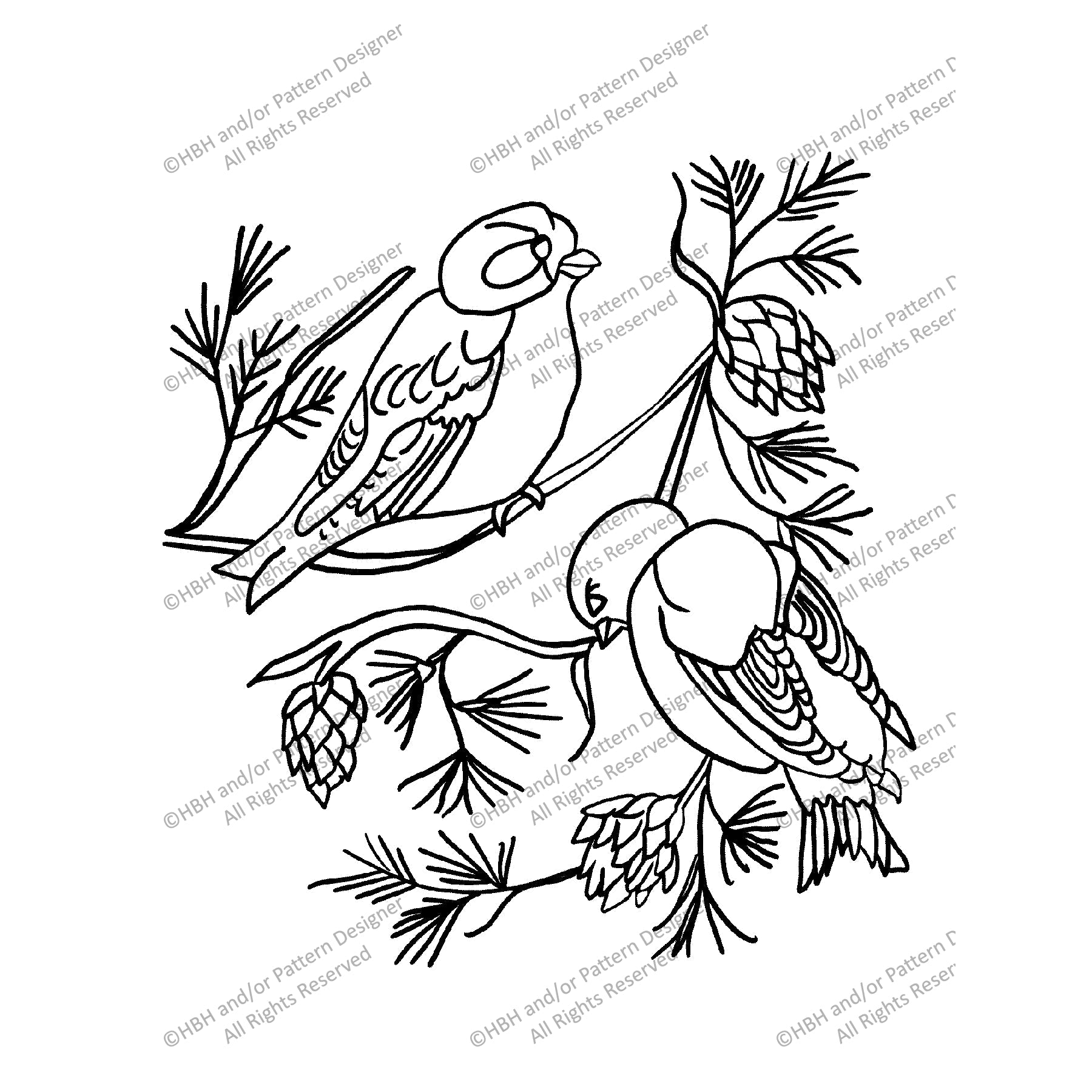 Goldfinches, rug hooking pattern