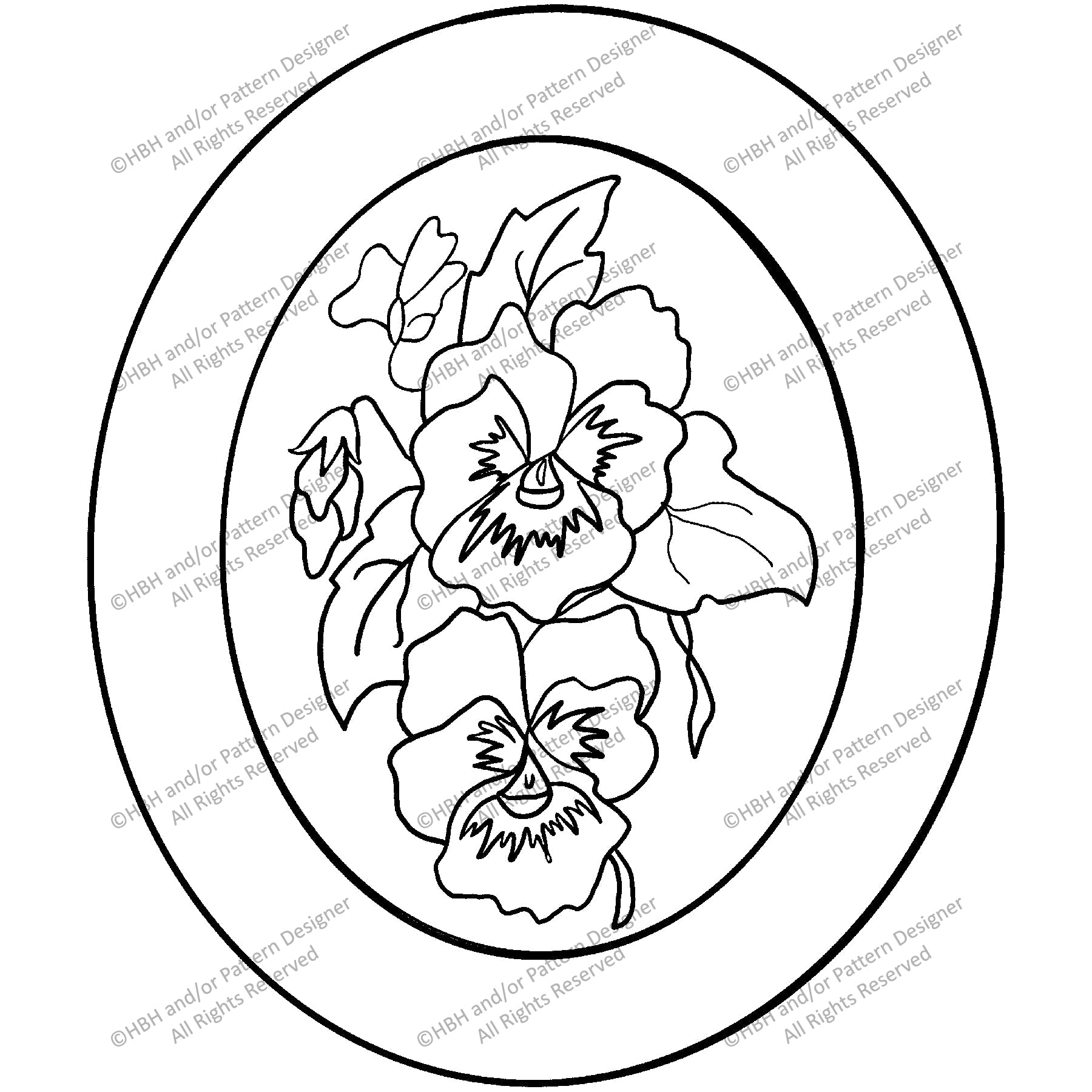 Pansies, rug hooking pattern