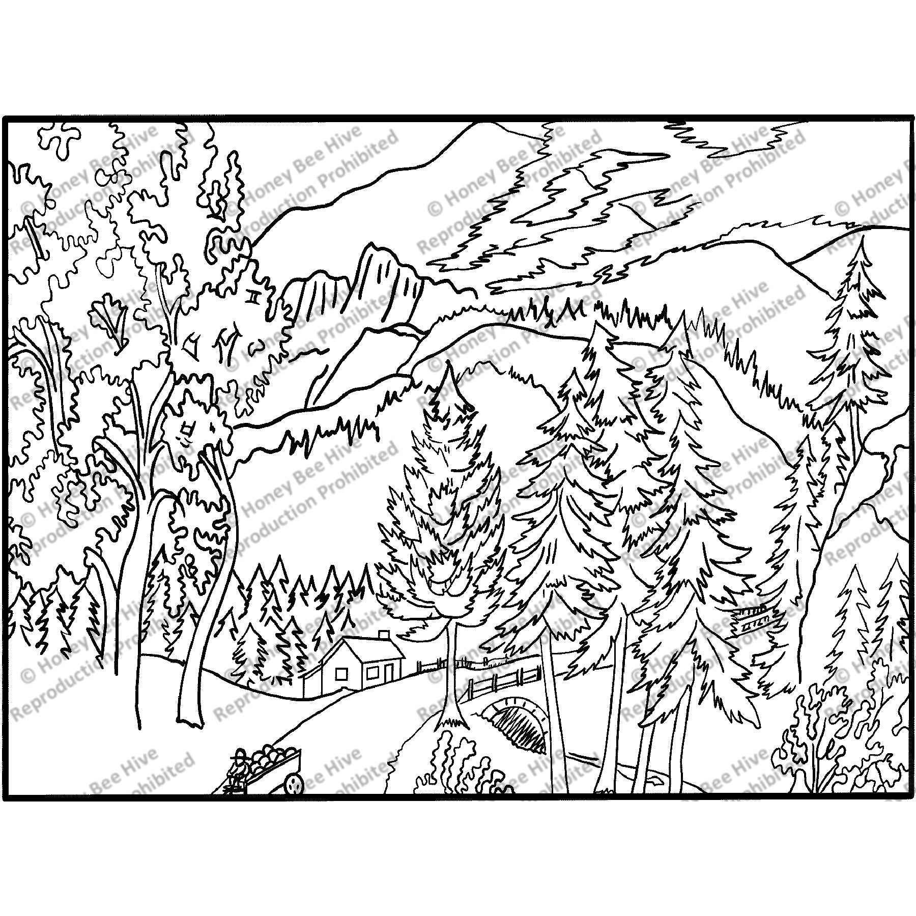 Rip Van Winkle's Cottage, rug hooking pattern