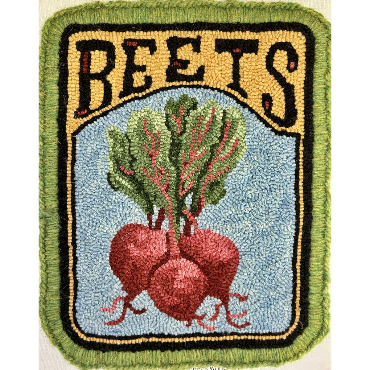 Beets, rug hooked by Kori Brooks