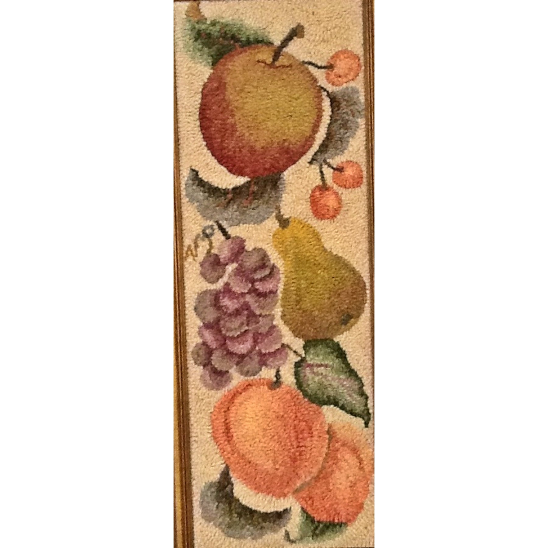 Fruit Bell Pull, rug hooked by Vivily Powers