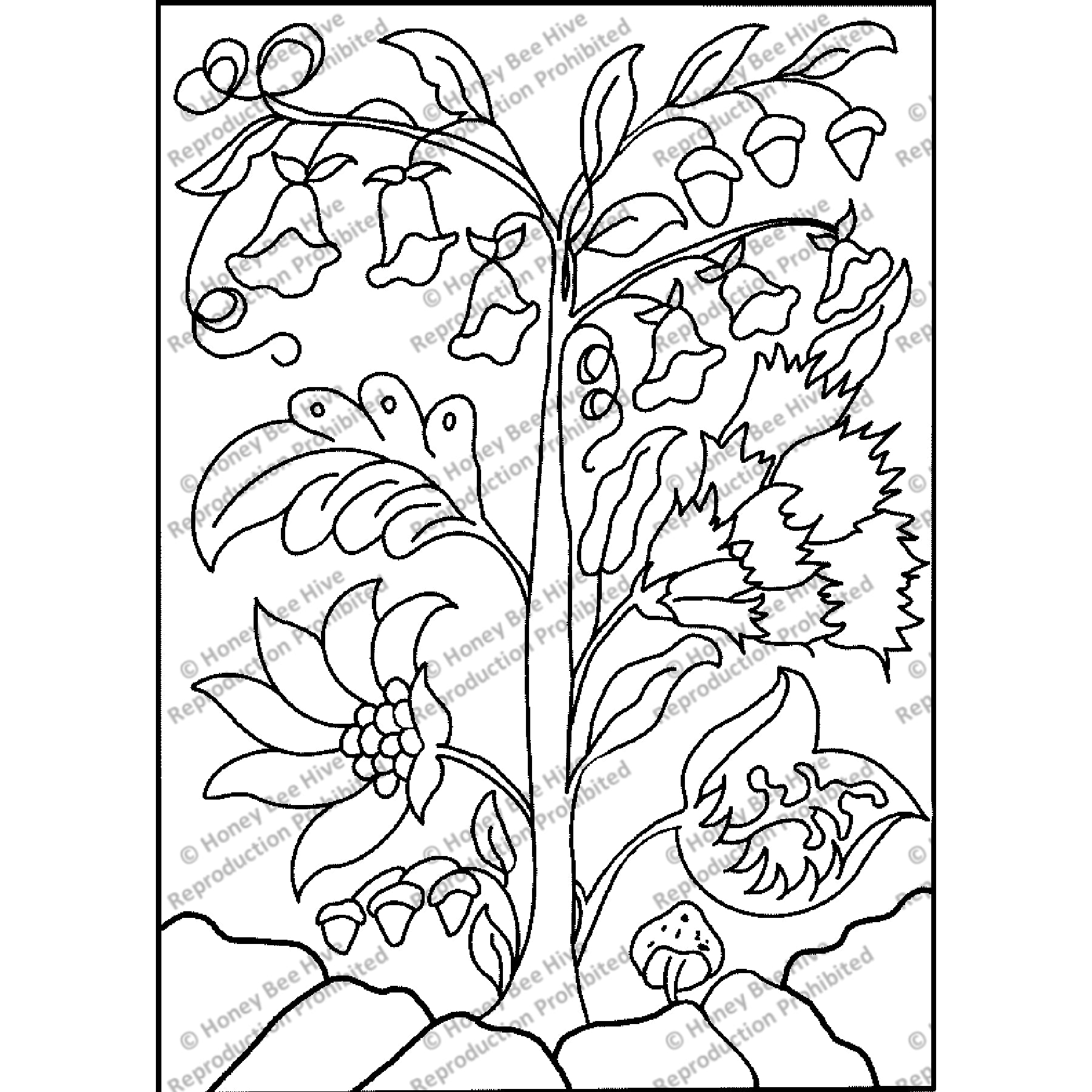 Crewel Tree, rug hooking pattern