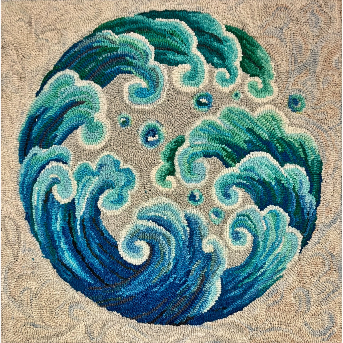 Crest, rug hooked by Jane McGown Flynn