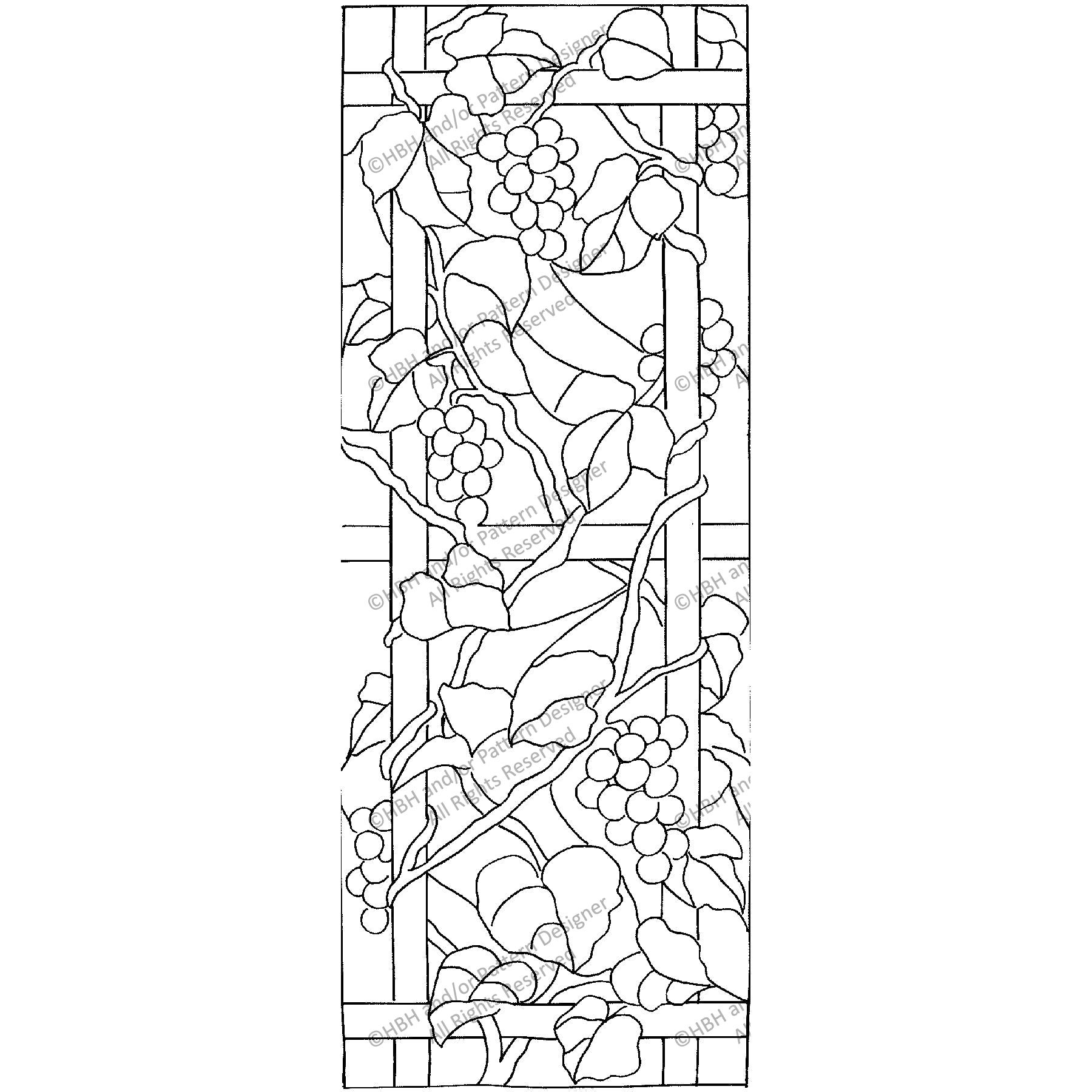 Stanton Grape Panel, rug hooking pattern