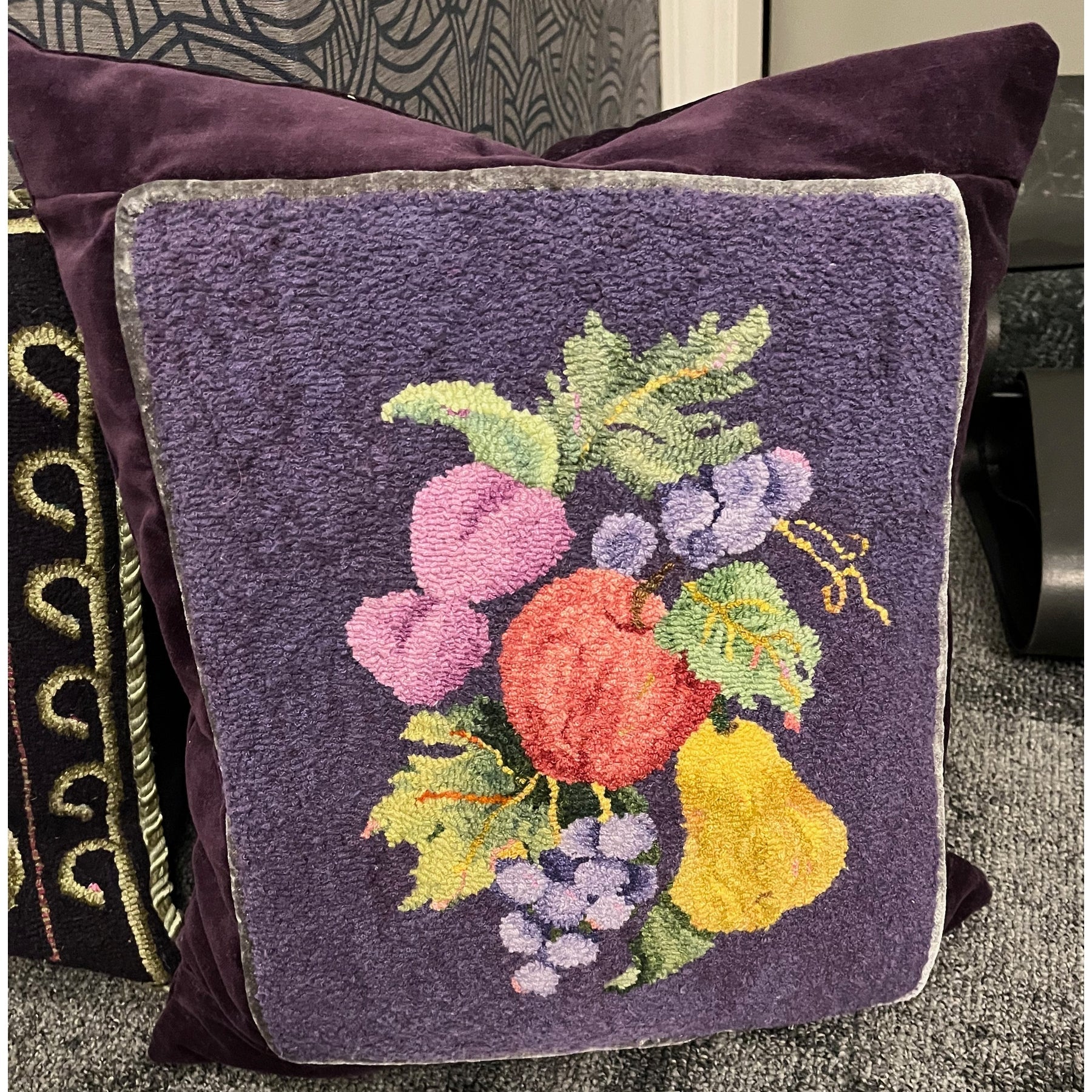 Fruit, rug hooked by Judy Kielczewski