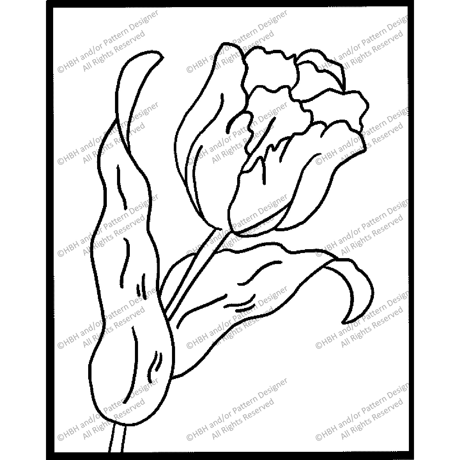 Tulip, rug hooking pattern