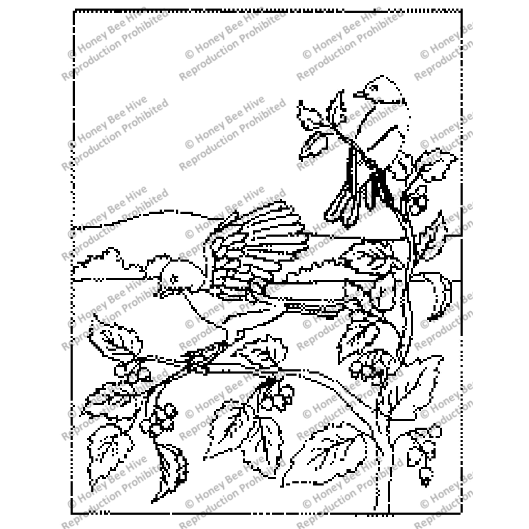 Bluebirds, rug hooking pattern