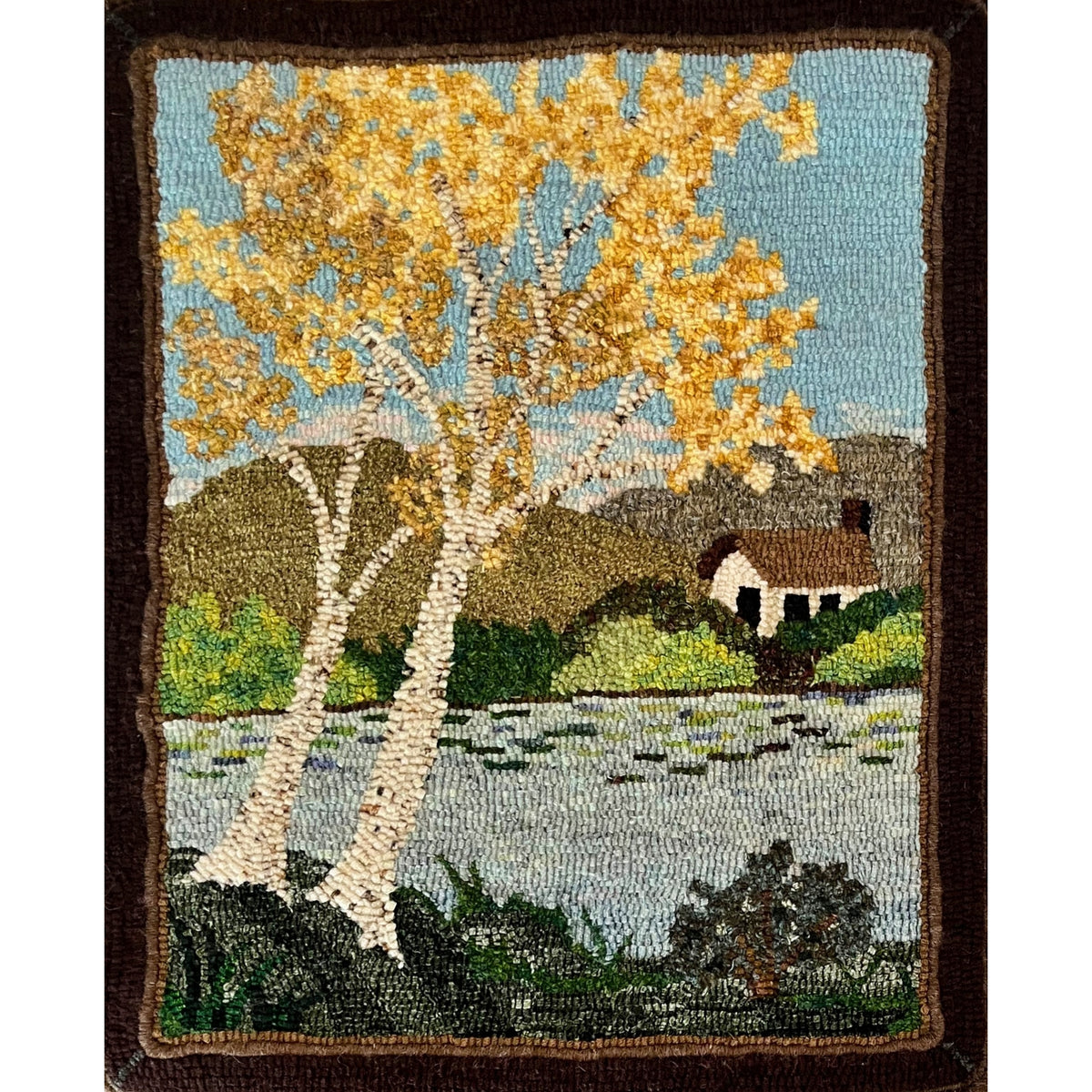 Birches, rug hooked by Ellen Forstrom