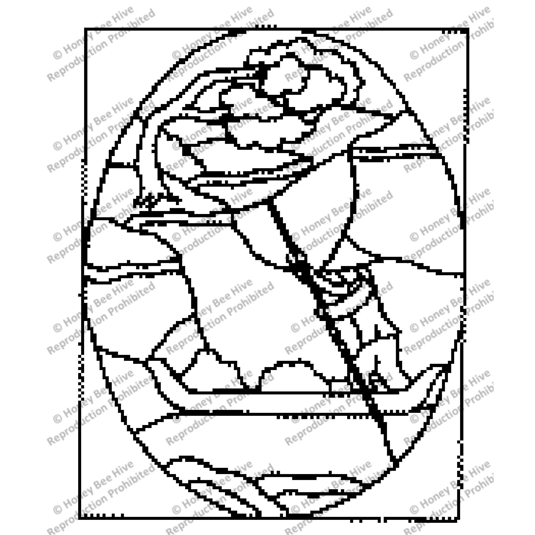 Stained Glass Boatman, rug hooking pattern