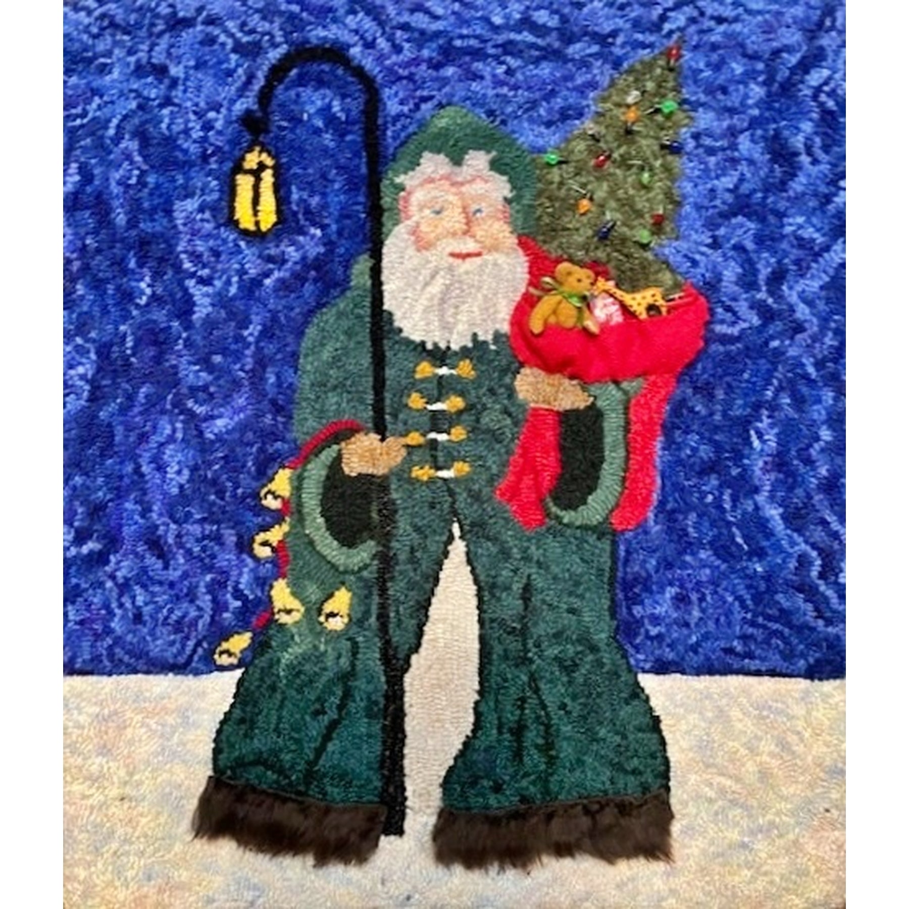 Father Christmas, rug hooked by Jenna Sleeper
