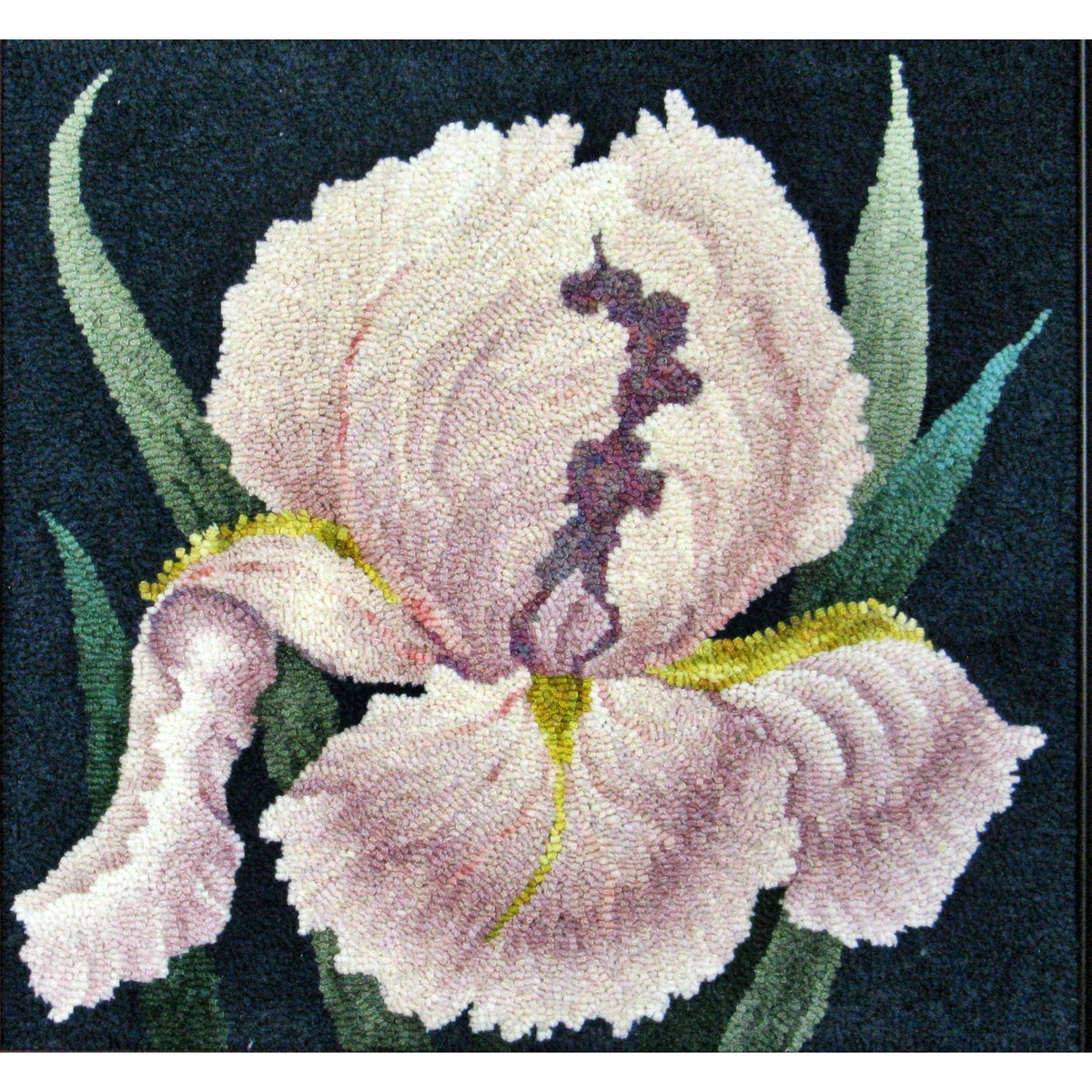 Iris O'Keefe, rug hooked by Linda Bell