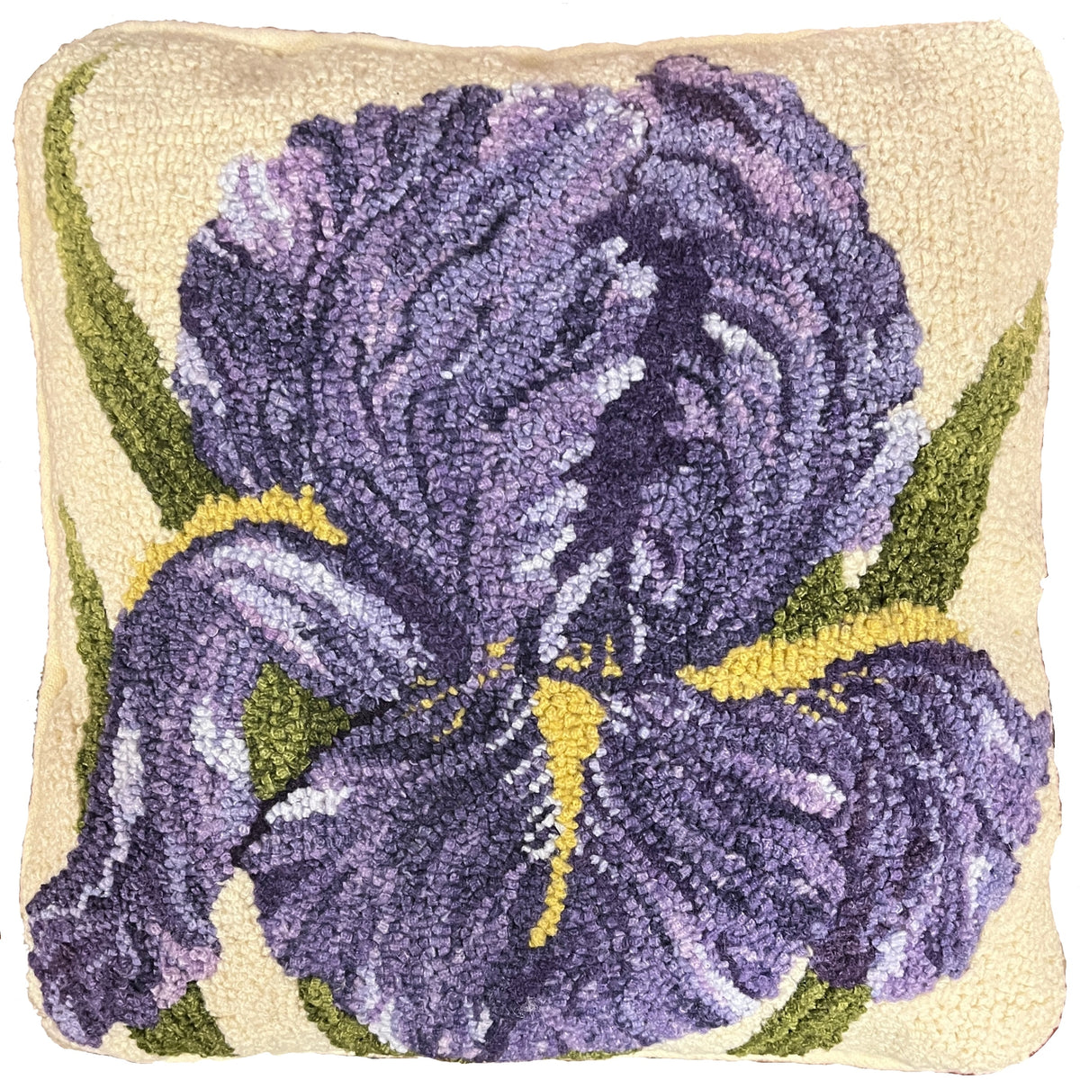 Iris O'Keefe, rug hooked by Kathie Yancey