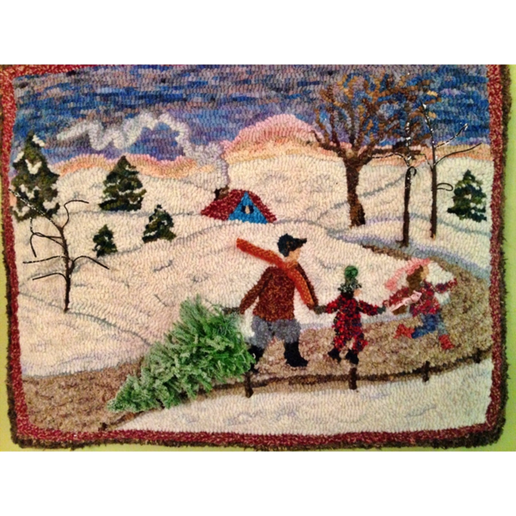 Christmas is A' Comin', rug hooked by Melissa Pattacini