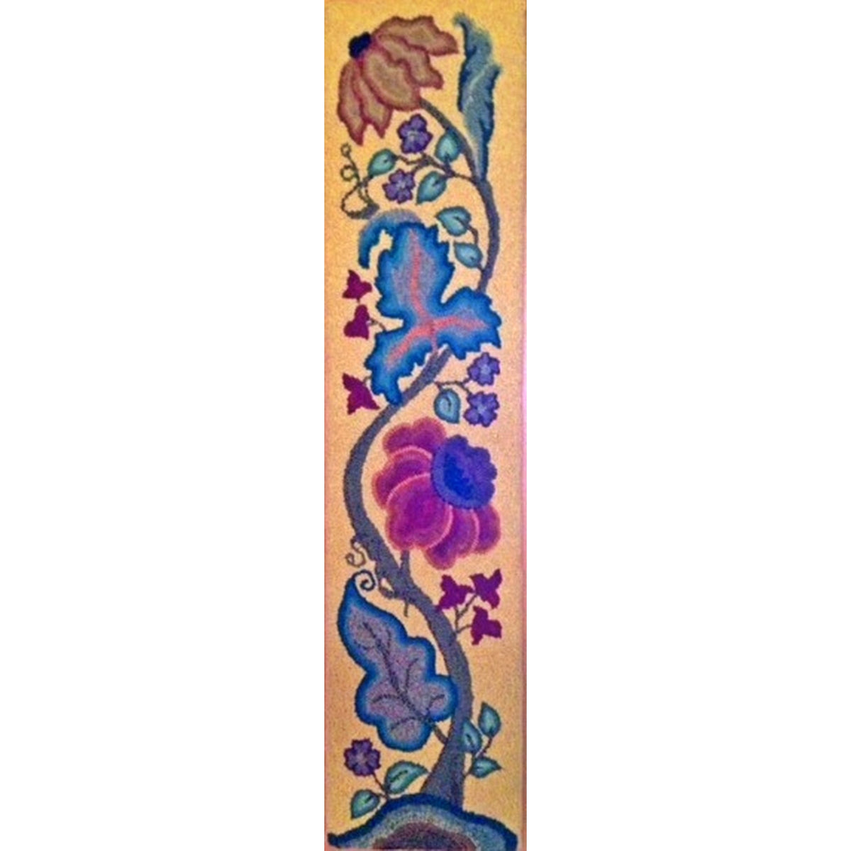 Crewel For Wide Cut, rug hooked by Sherry Sayles