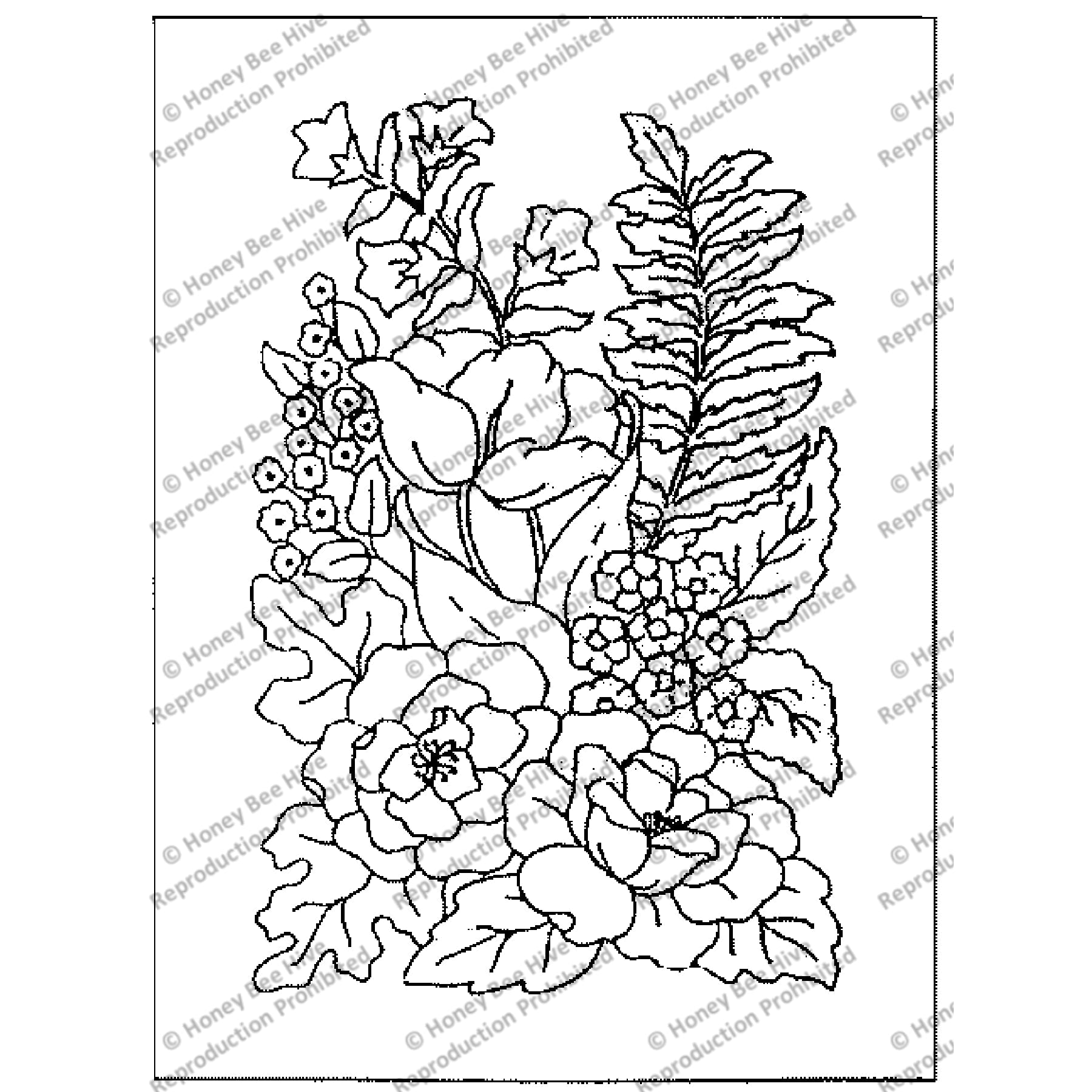 Floral Potouri, rug hooking pattern