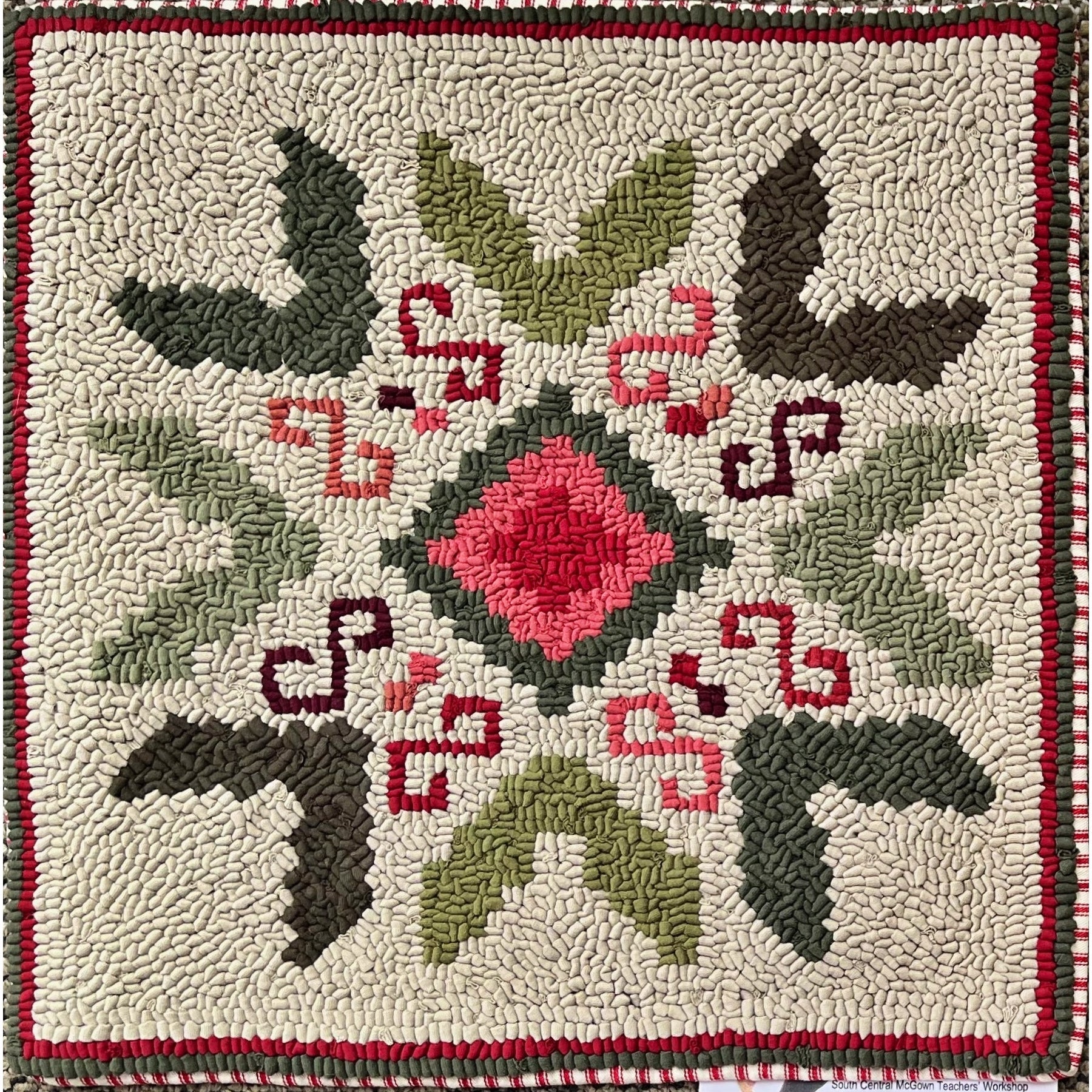 Big Pueblo Weaver, rug hooked by Martha Lowry