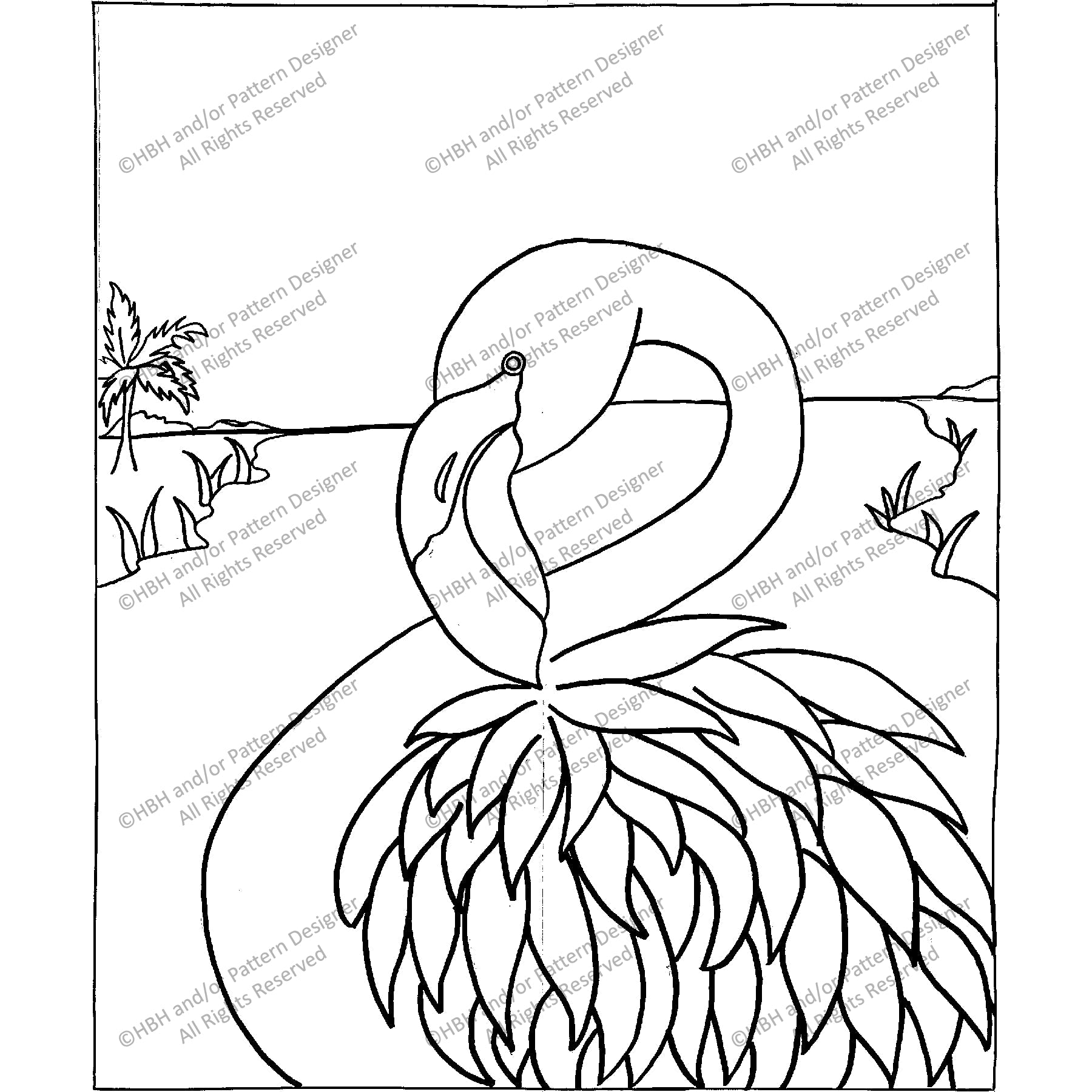 The Flamingo Flynn, rug hooking pattern