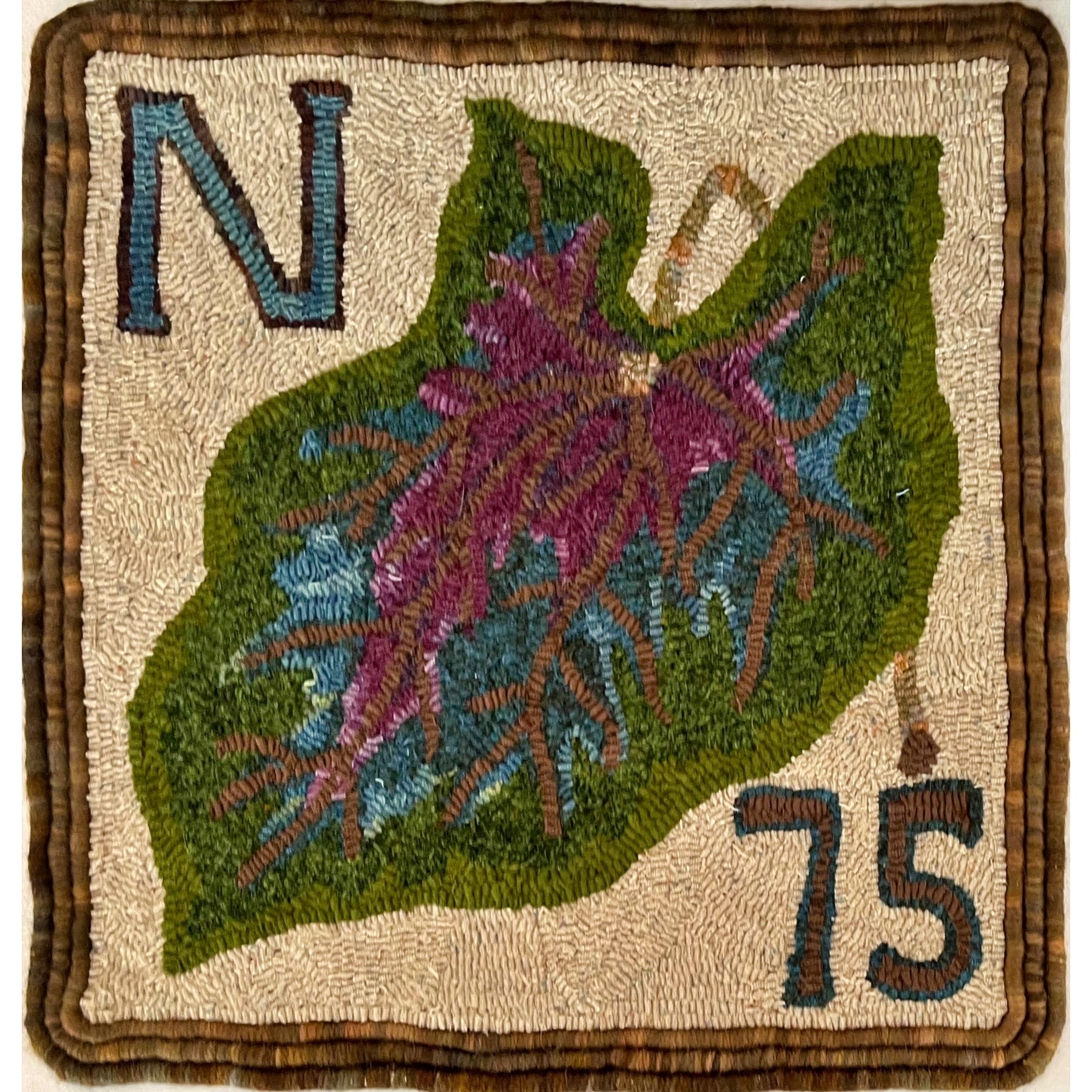 Publick House Coleus - Northern McGown 75th Anniversay Rug, rug hooked by Yoshiho Nara