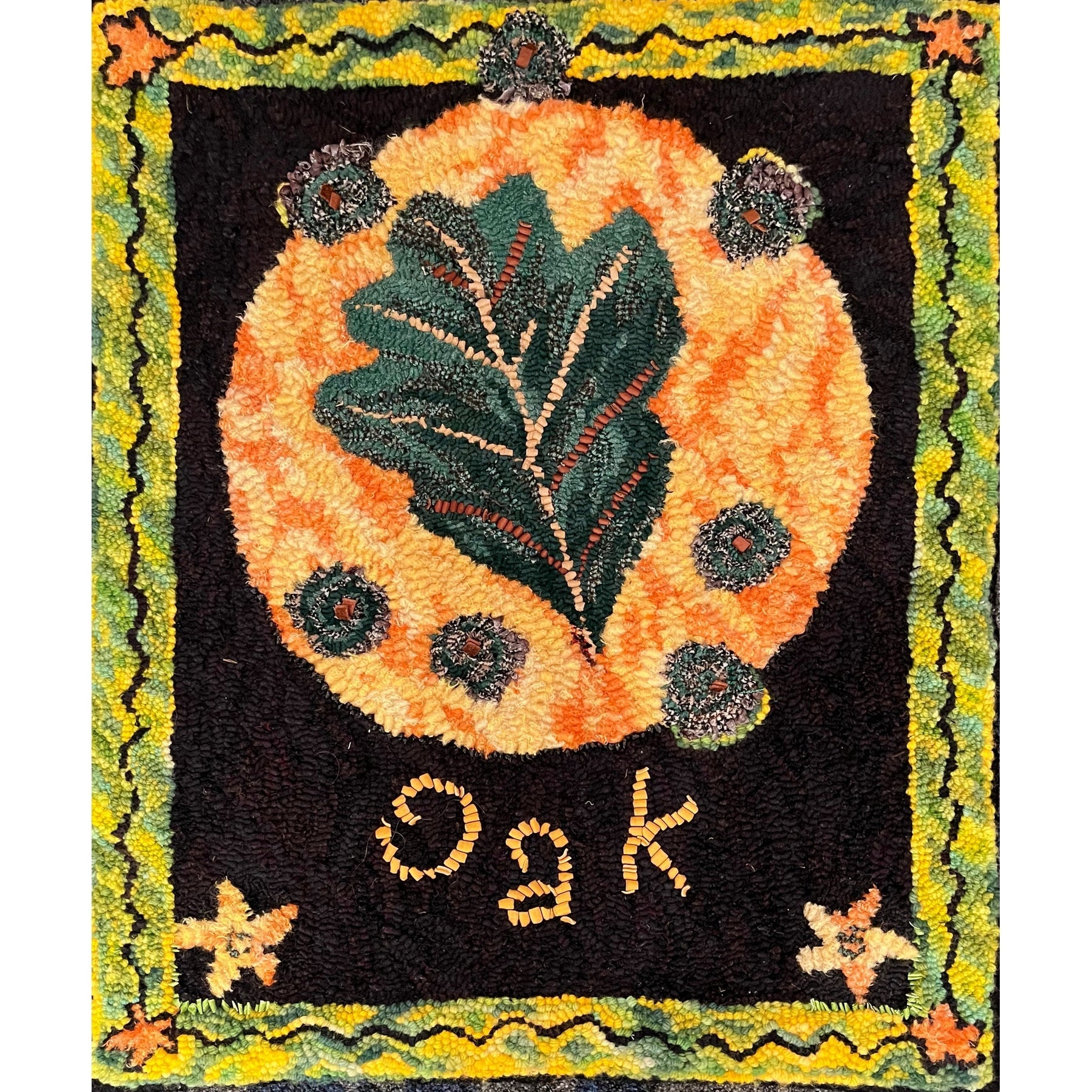 Oak, rug hooked by Judy Kielczewski