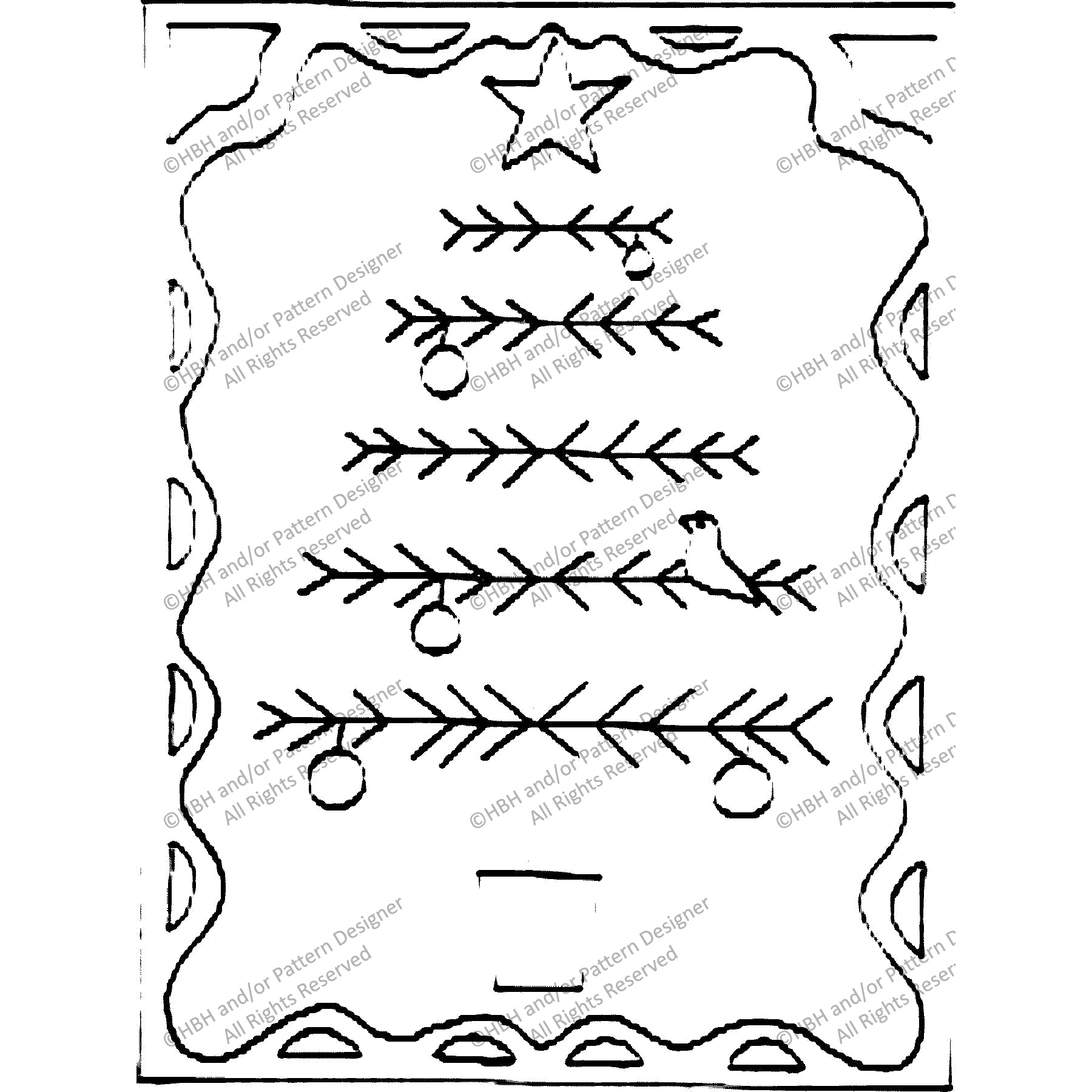 Feather Tree, rug hooking pattern