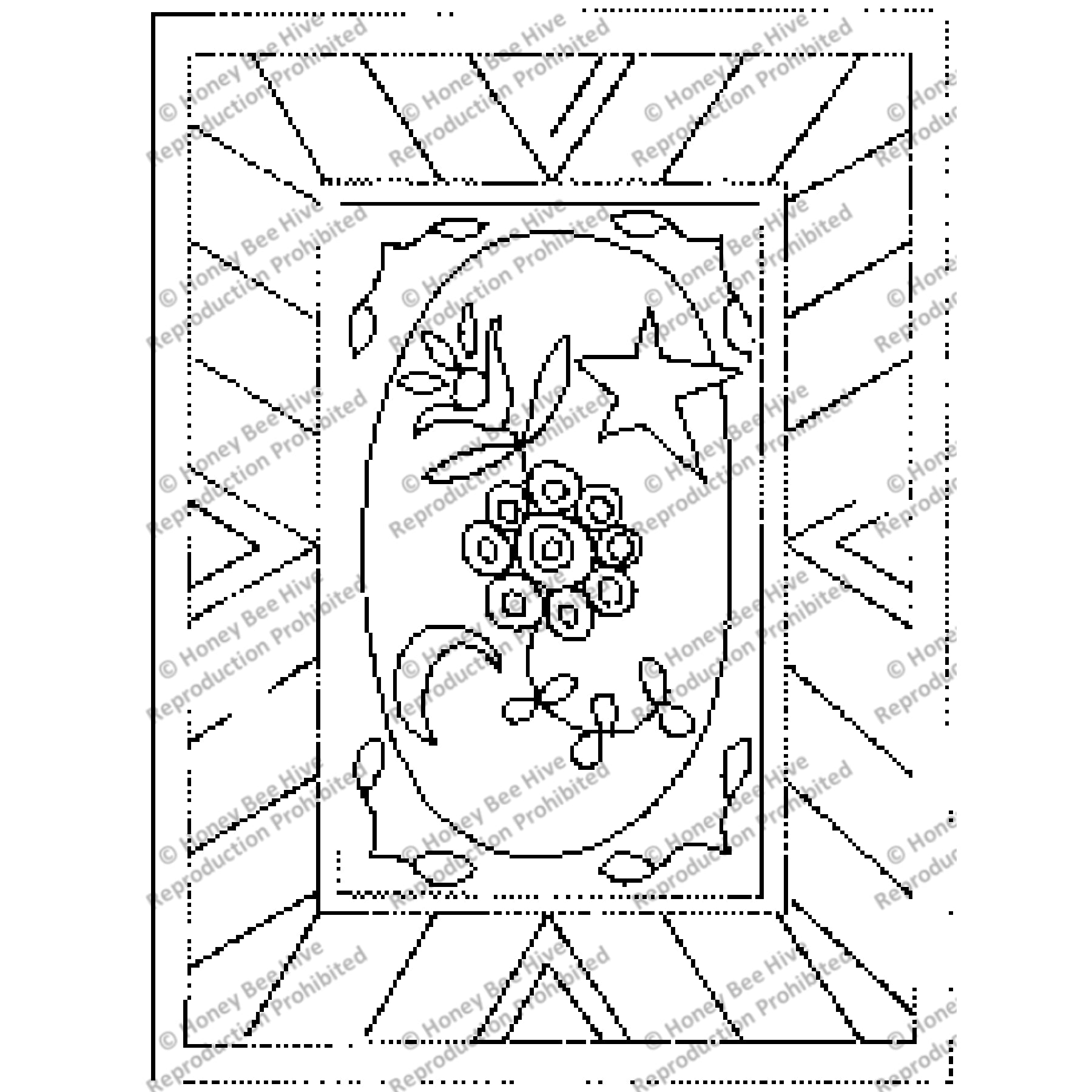 Celestial Flowers, rug hooking pattern