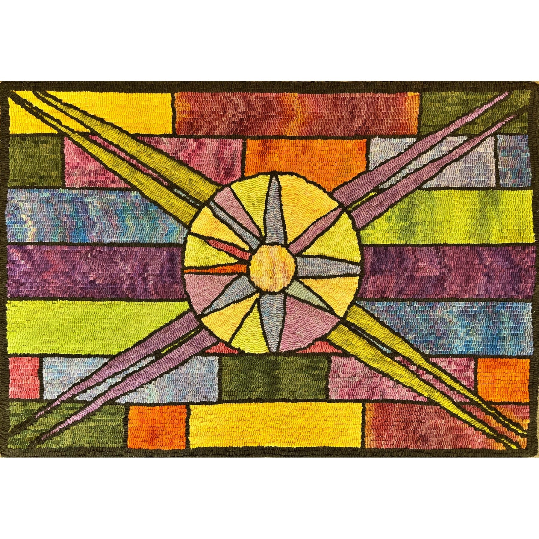 Distant Star, rug hooked by Kimberly Severns