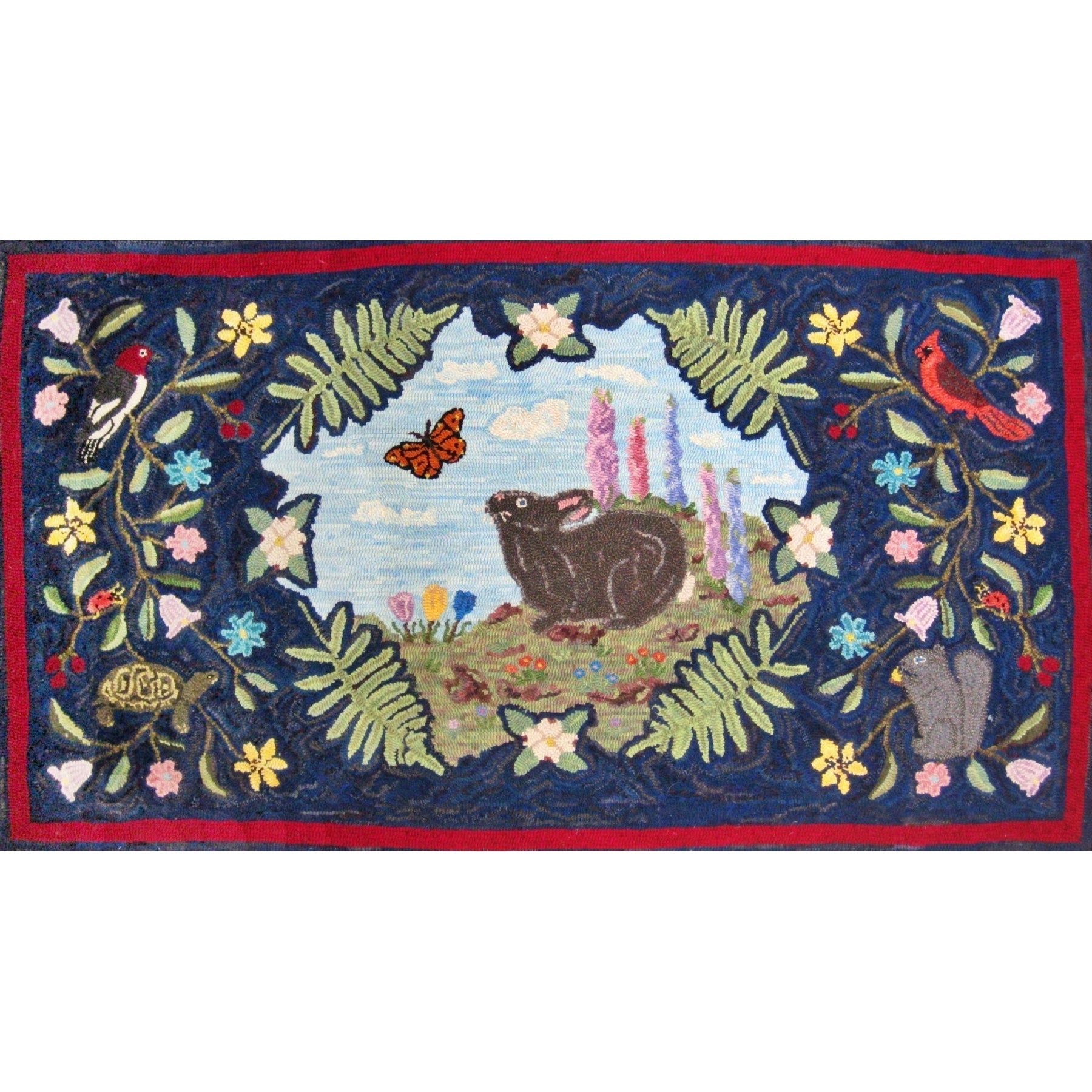 Nosy Rabbit, rug hooked by John Leonard