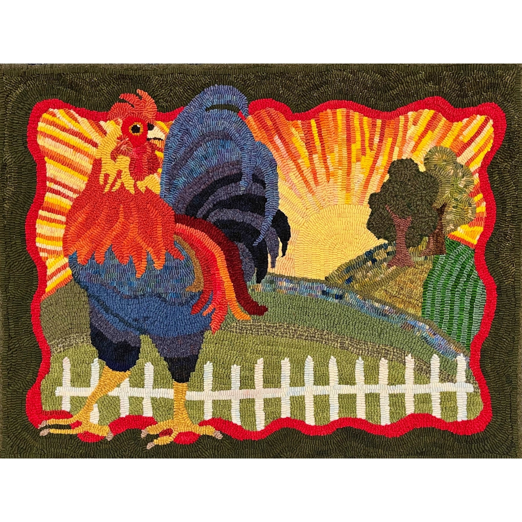 Sunshine Makes Me Happy, rug hooked by Cheryl Perrilloux