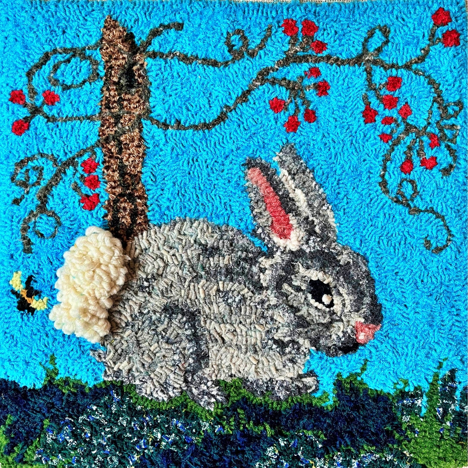 Good Little Bunny, rug hooked by Melissa Pattacini