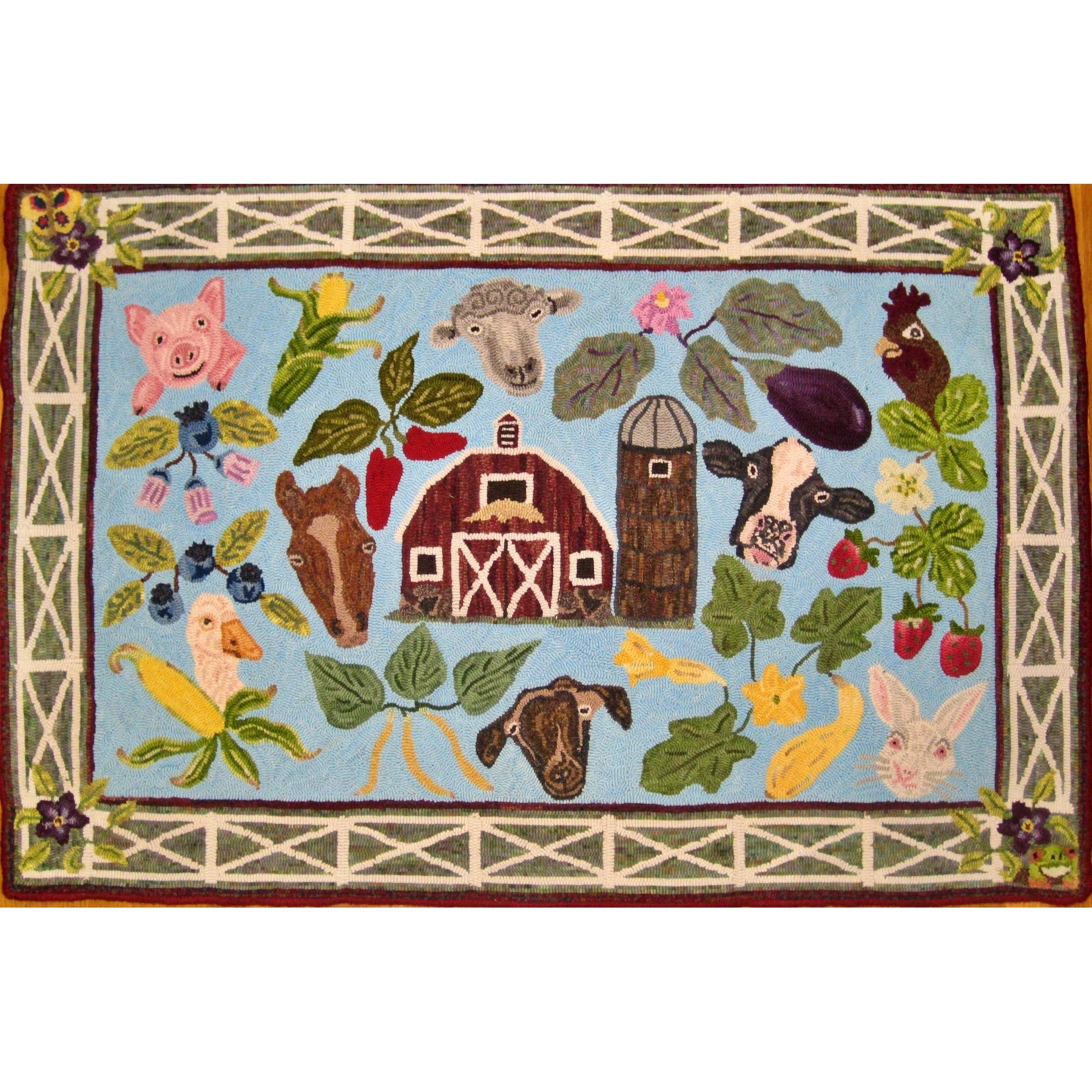 Farm Faces, rug hooked by John Leonard