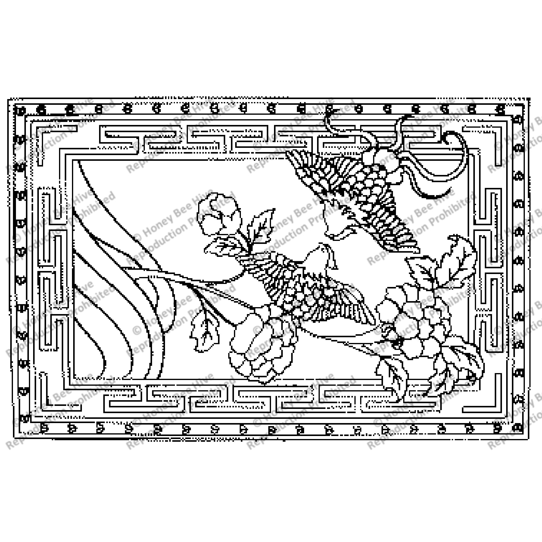 Oriental Flowers And Birds, rug hooking pattern