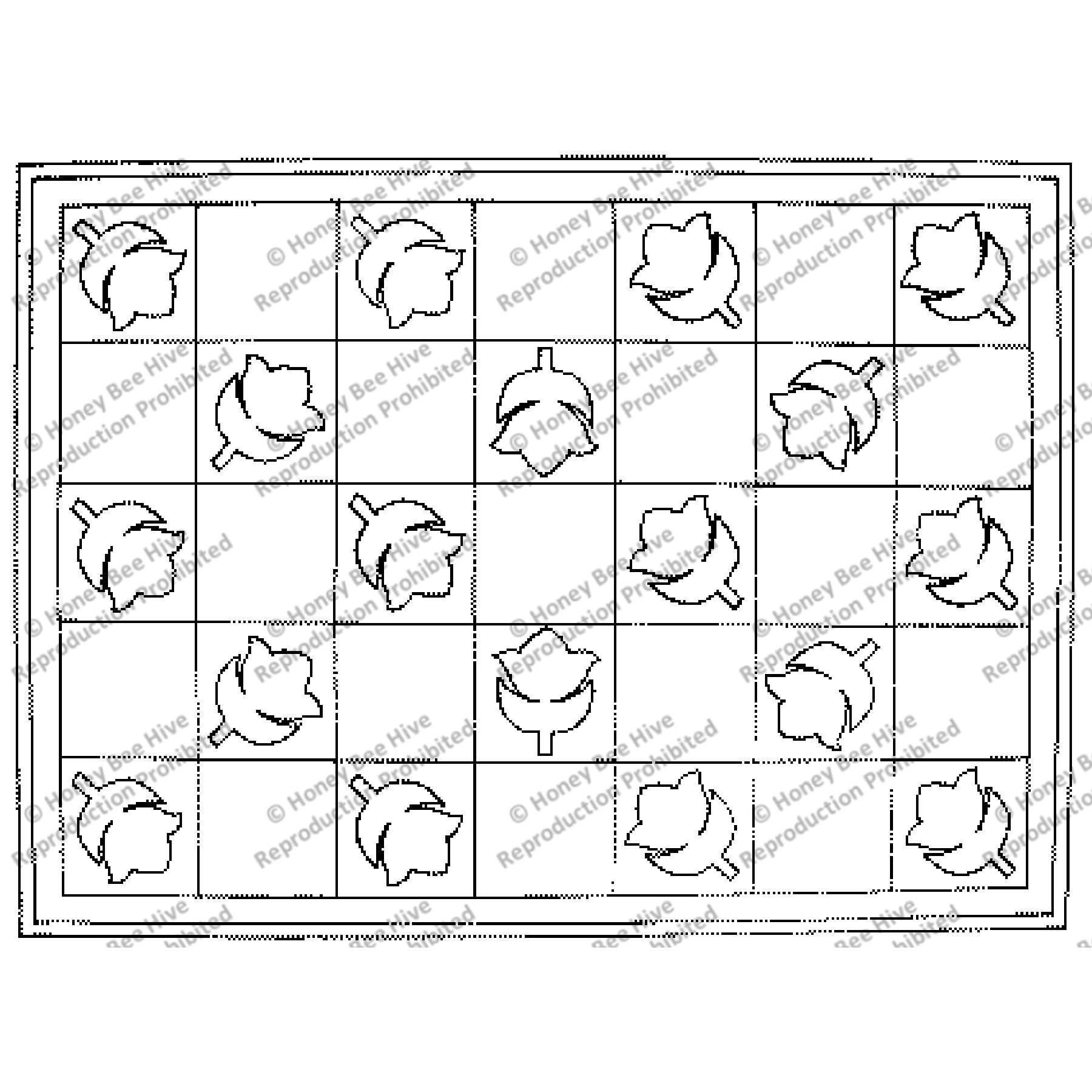 Tulips And Squares, rug hooking pattern