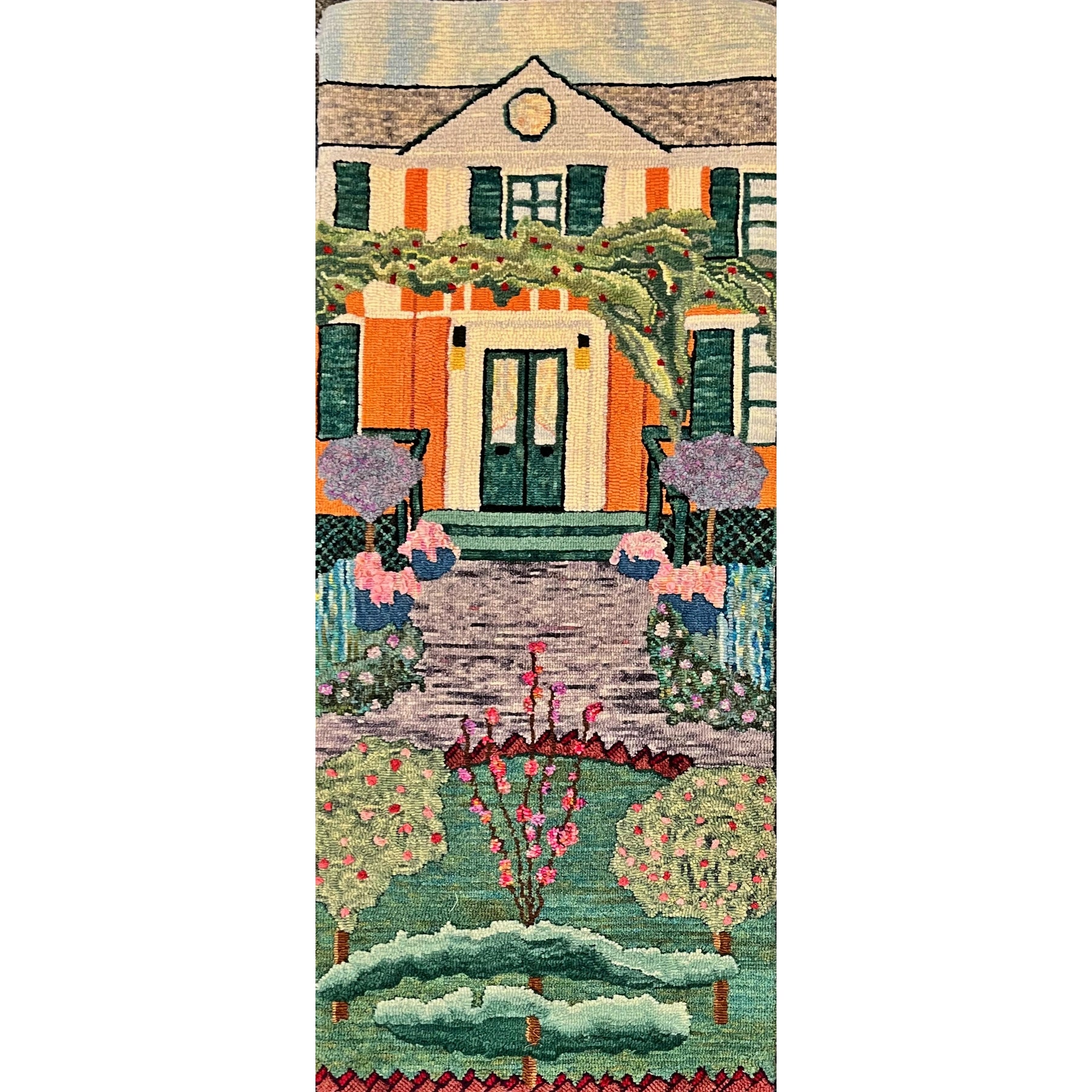 Monet's Garden, rug hooked by Lori Rokusek